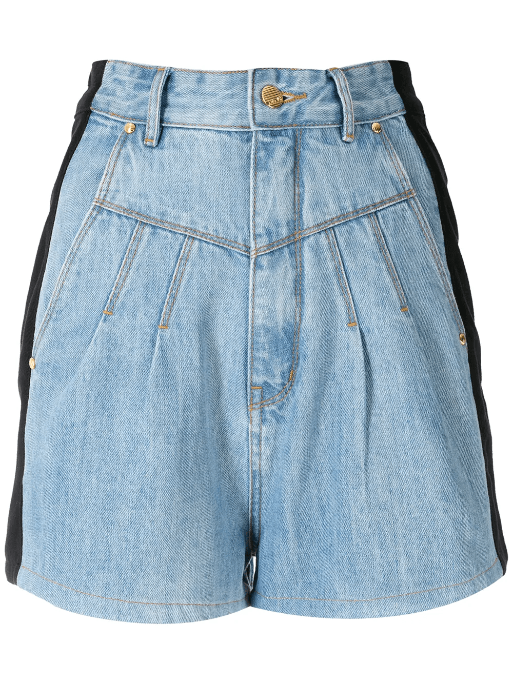 two-tone denim shorts - Image 1