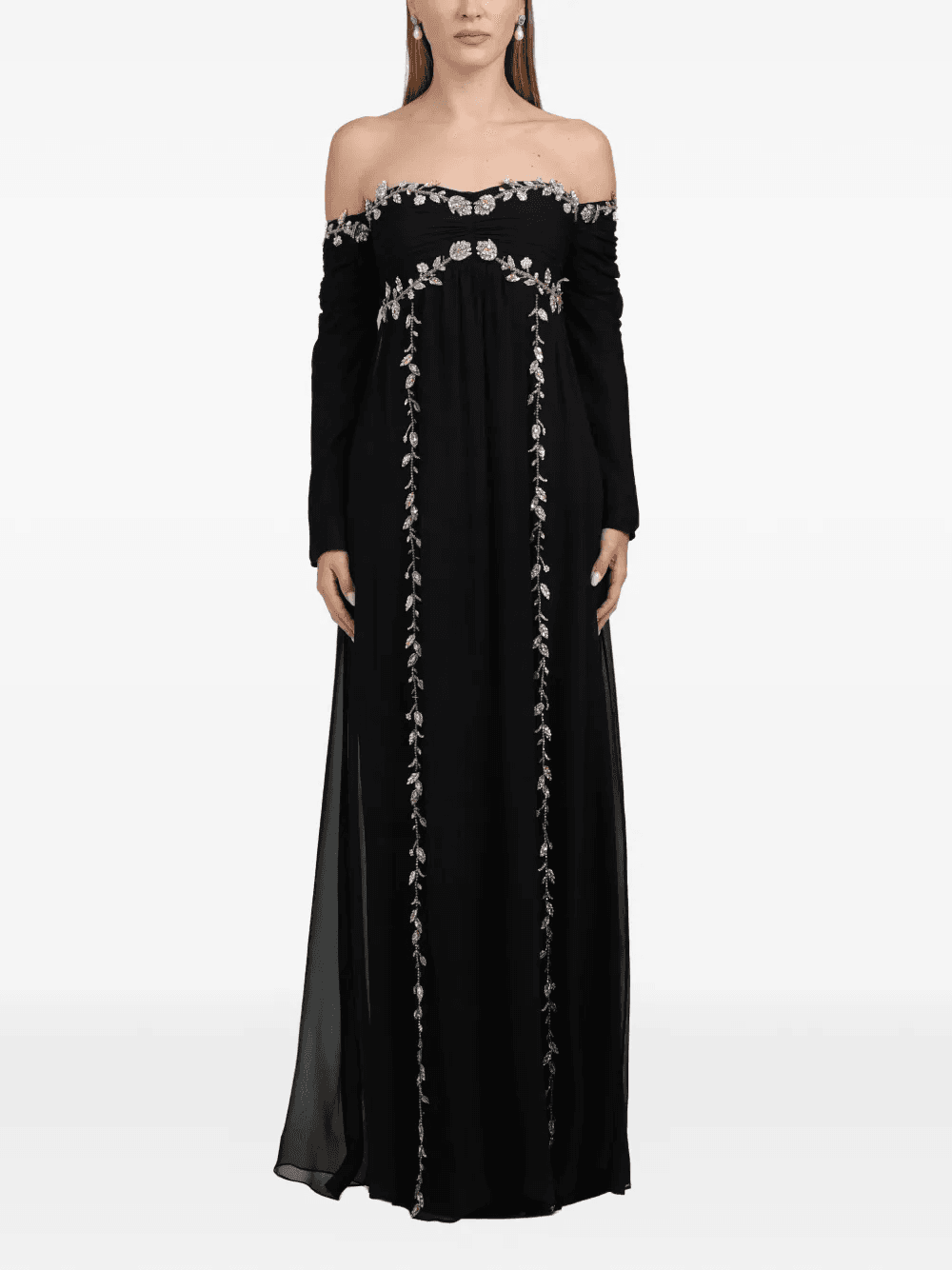 embellished off-shoulder gown maxi dress - Image 1