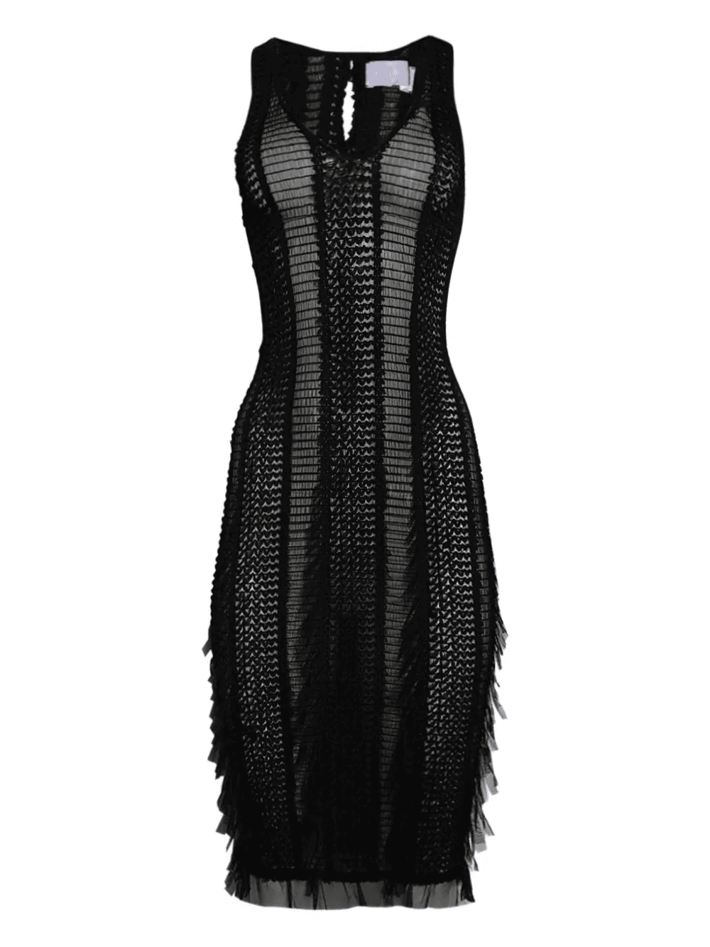 feather-detailing midi dress - Image 1