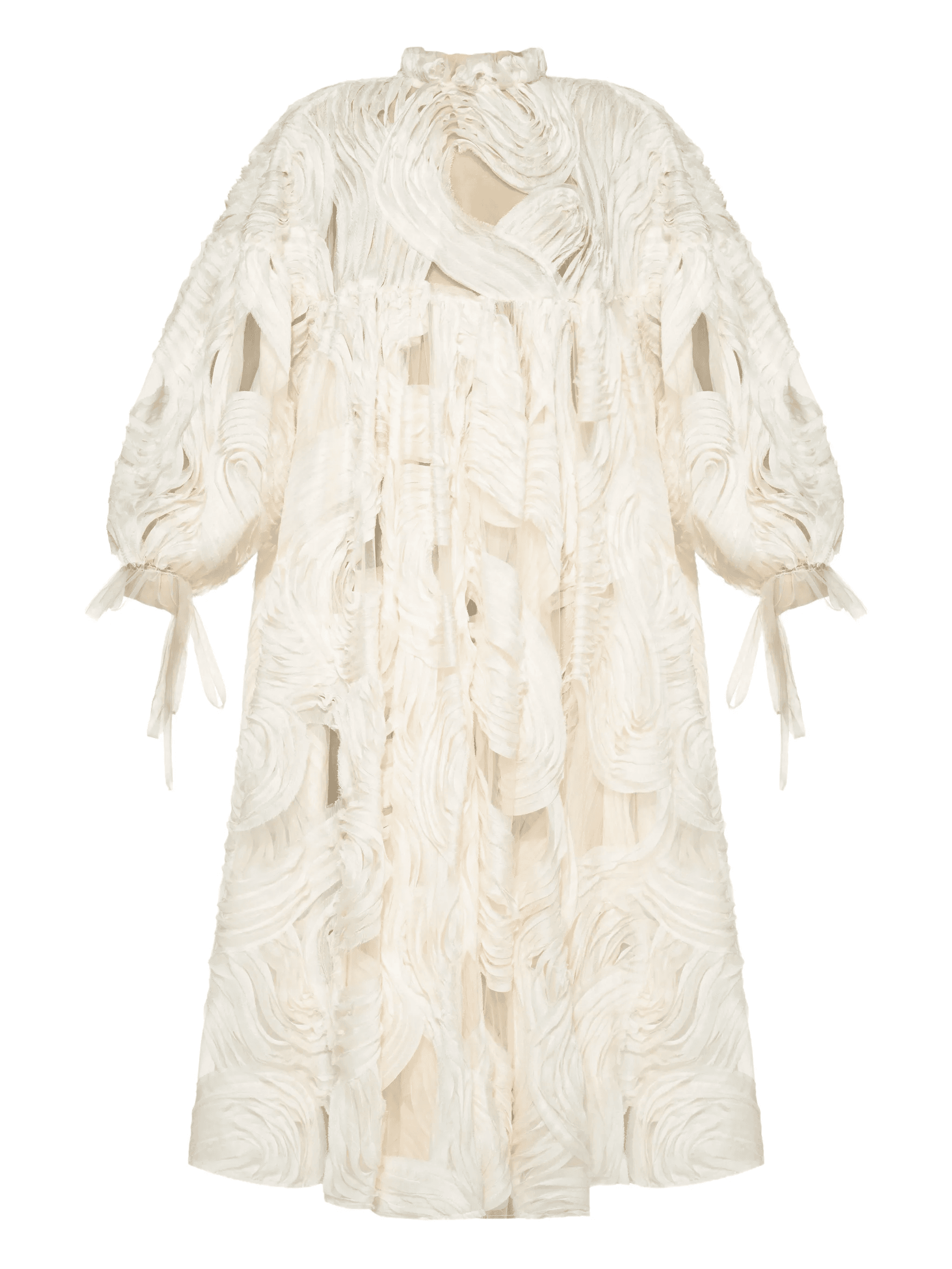 embroidered ruffle-collar midi dress - Image 1