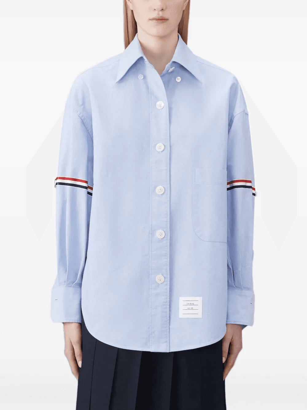grosgrain-trimmed spread-collar shirt - Image 1