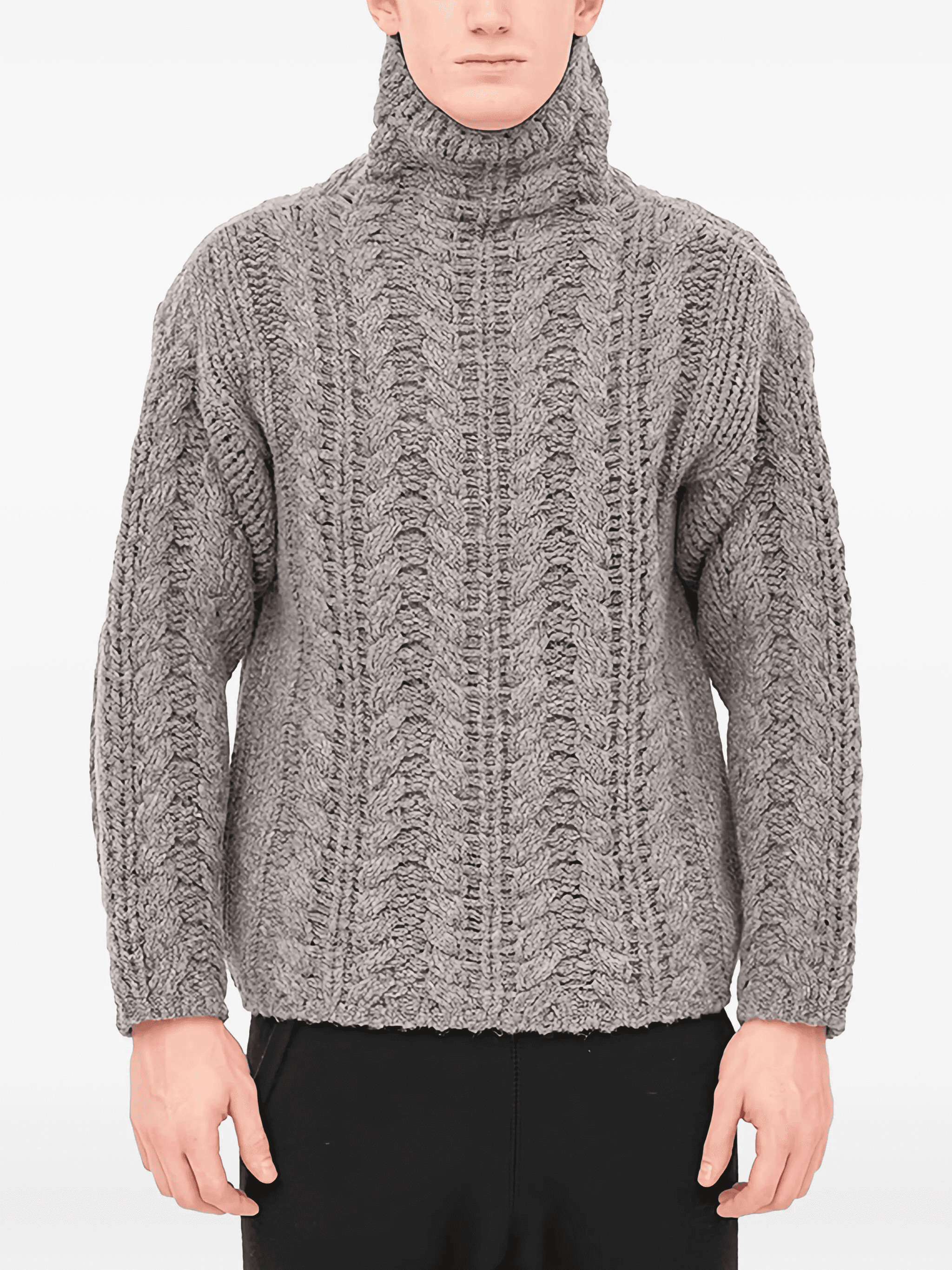 knit-cable turtleneck sweater - Image 1