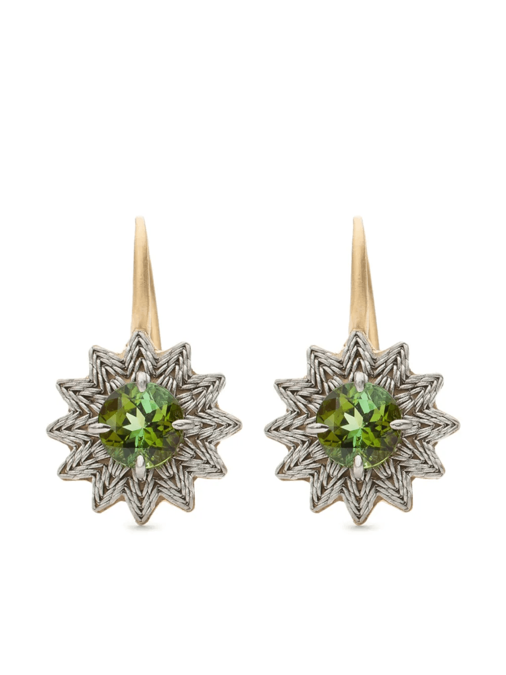 18kt yellow gold Flower tourmaline earrings - Image 1