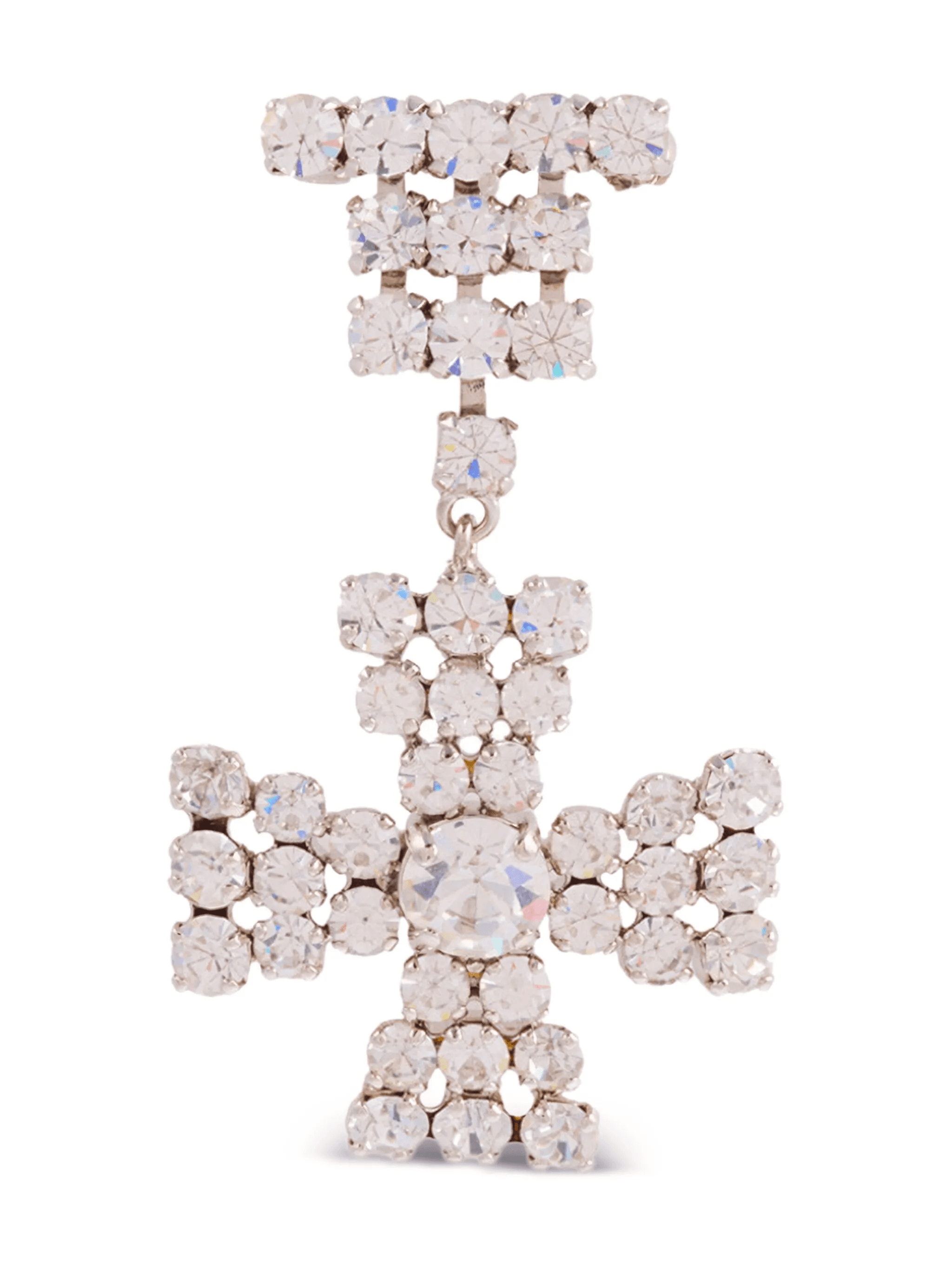 1980s crystal-embellished cross brooch - Image 1