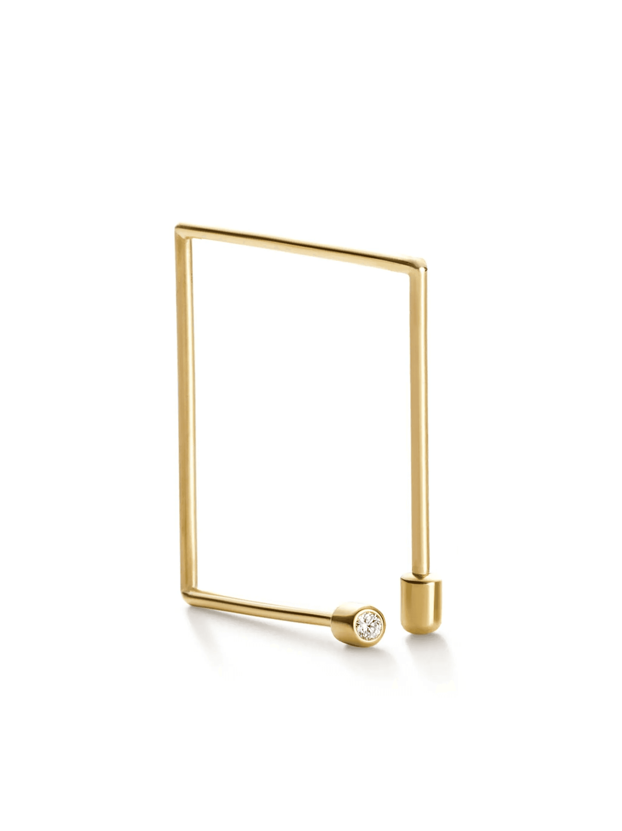 18kt yellow gold Twist Square 03 diamond single earring - Image 1