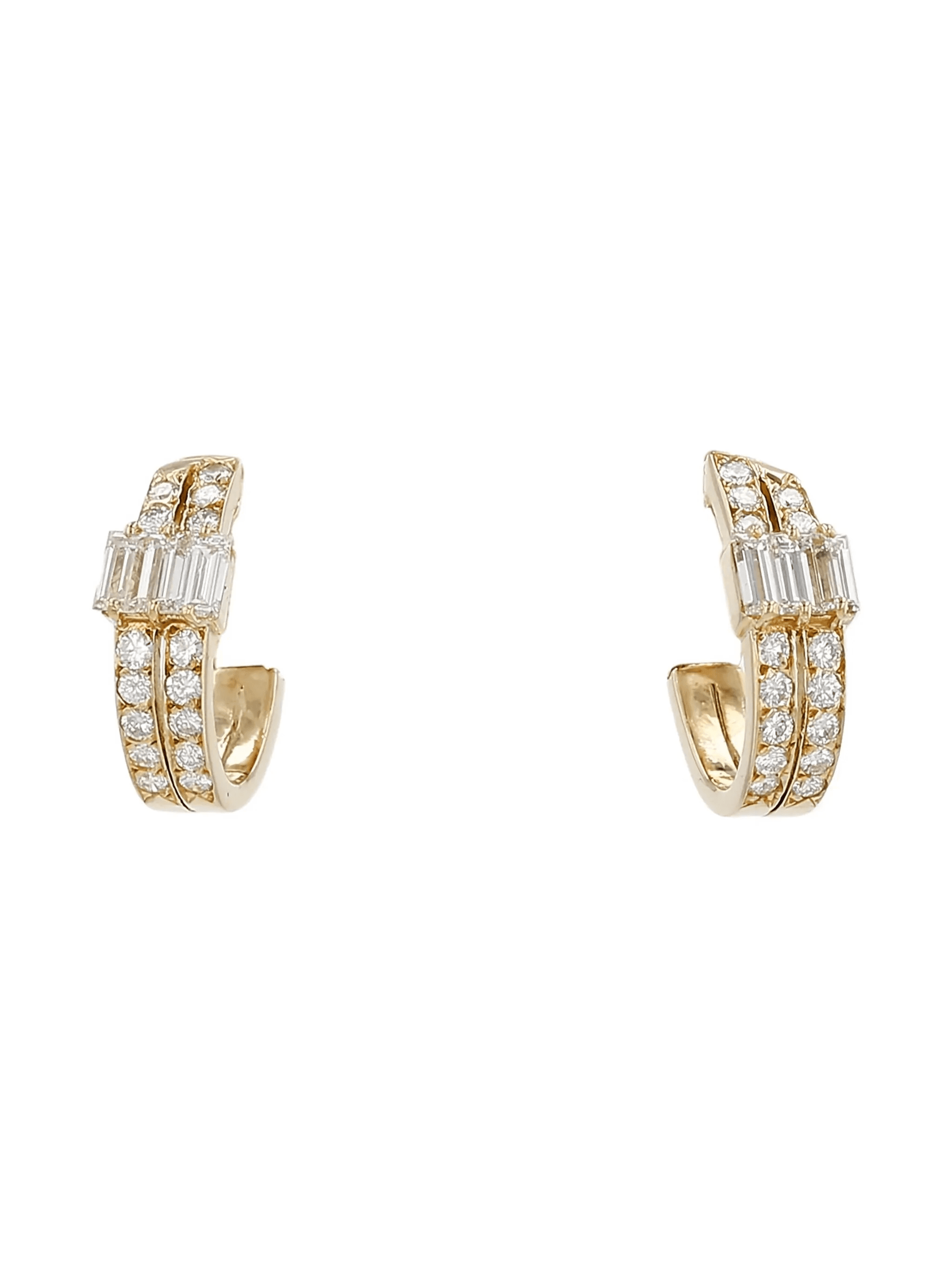 1990s yellow gold diamond earrings - Image 1