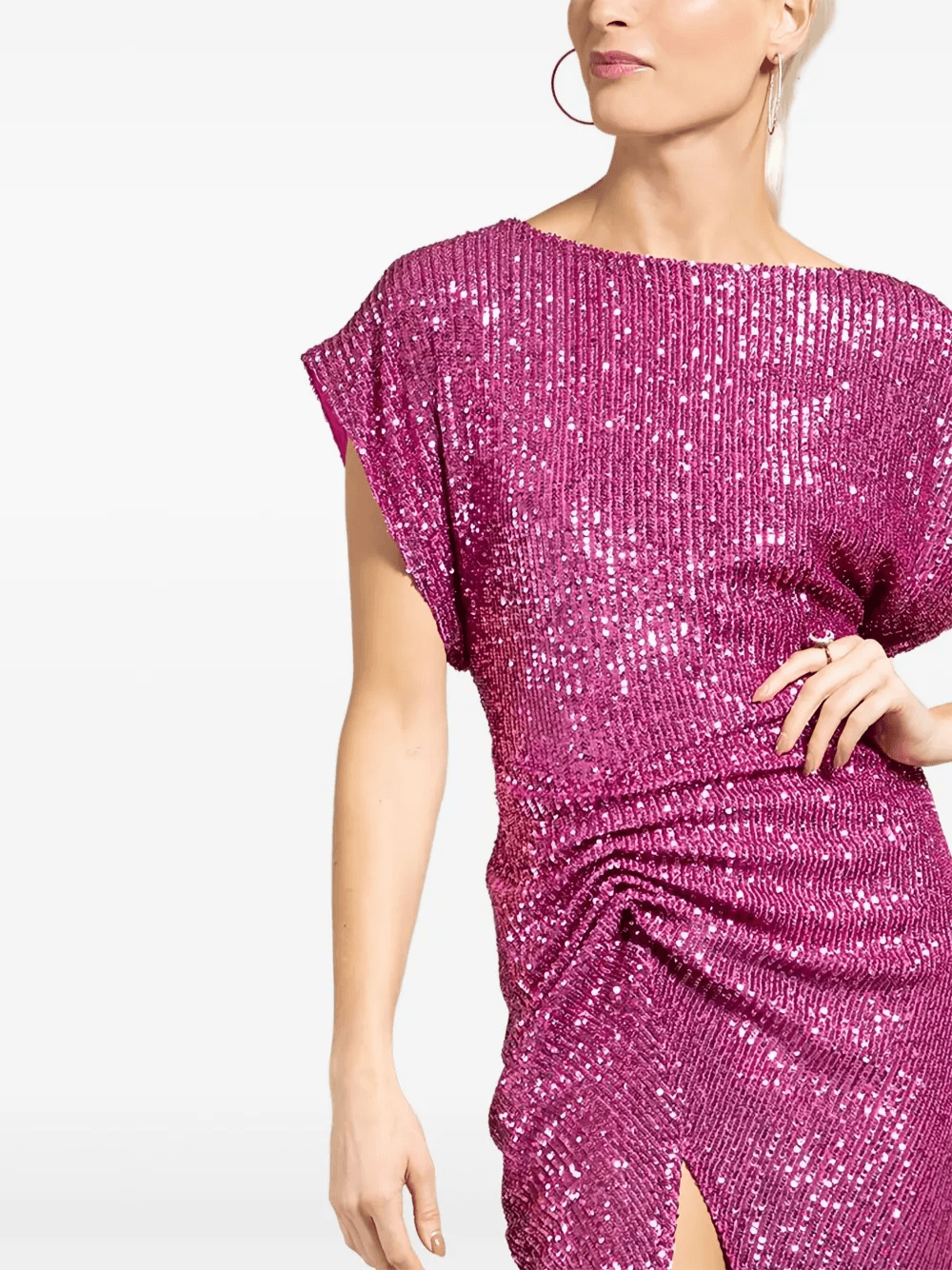 sequin draped midi dress - Image 1