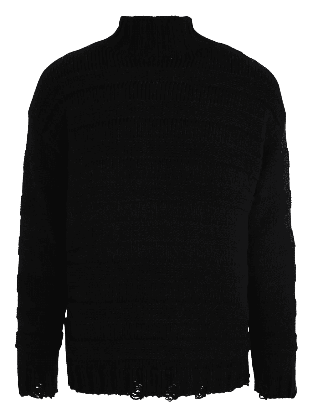 high-neck frayed-hem sweater - Image 1