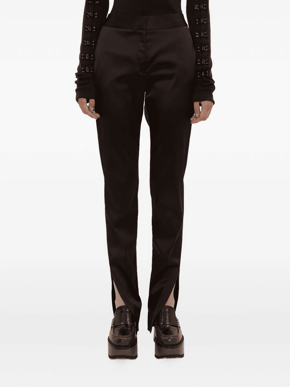 split-hem satin trousers - Image 1