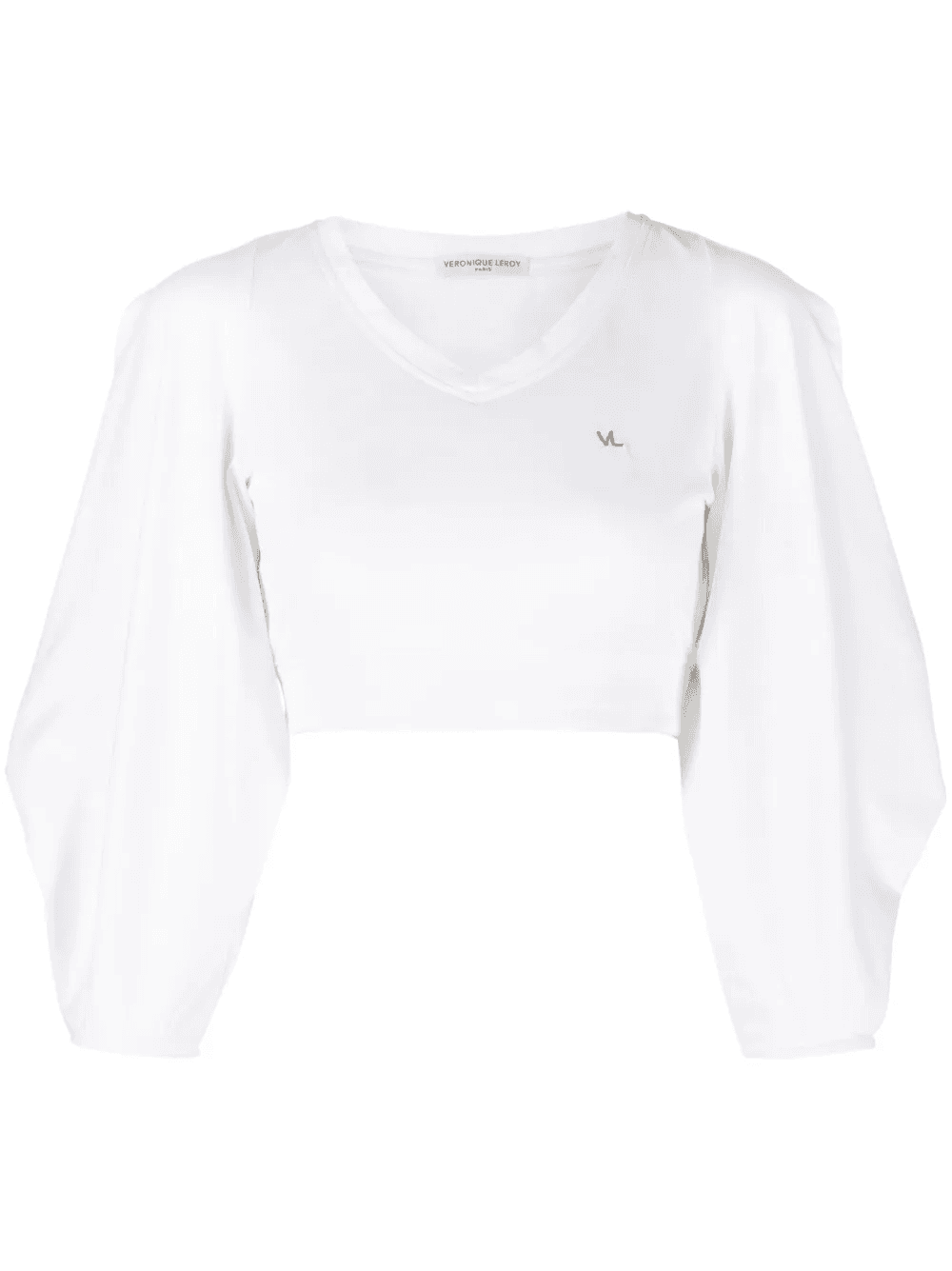 draped-sleeve cropped jersey - Image 1