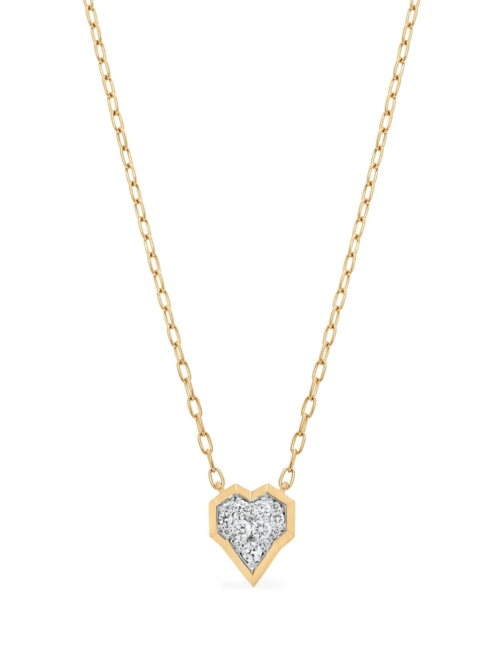 18K yellow gold Honey Comb Heart diamond necklace - Image 1
