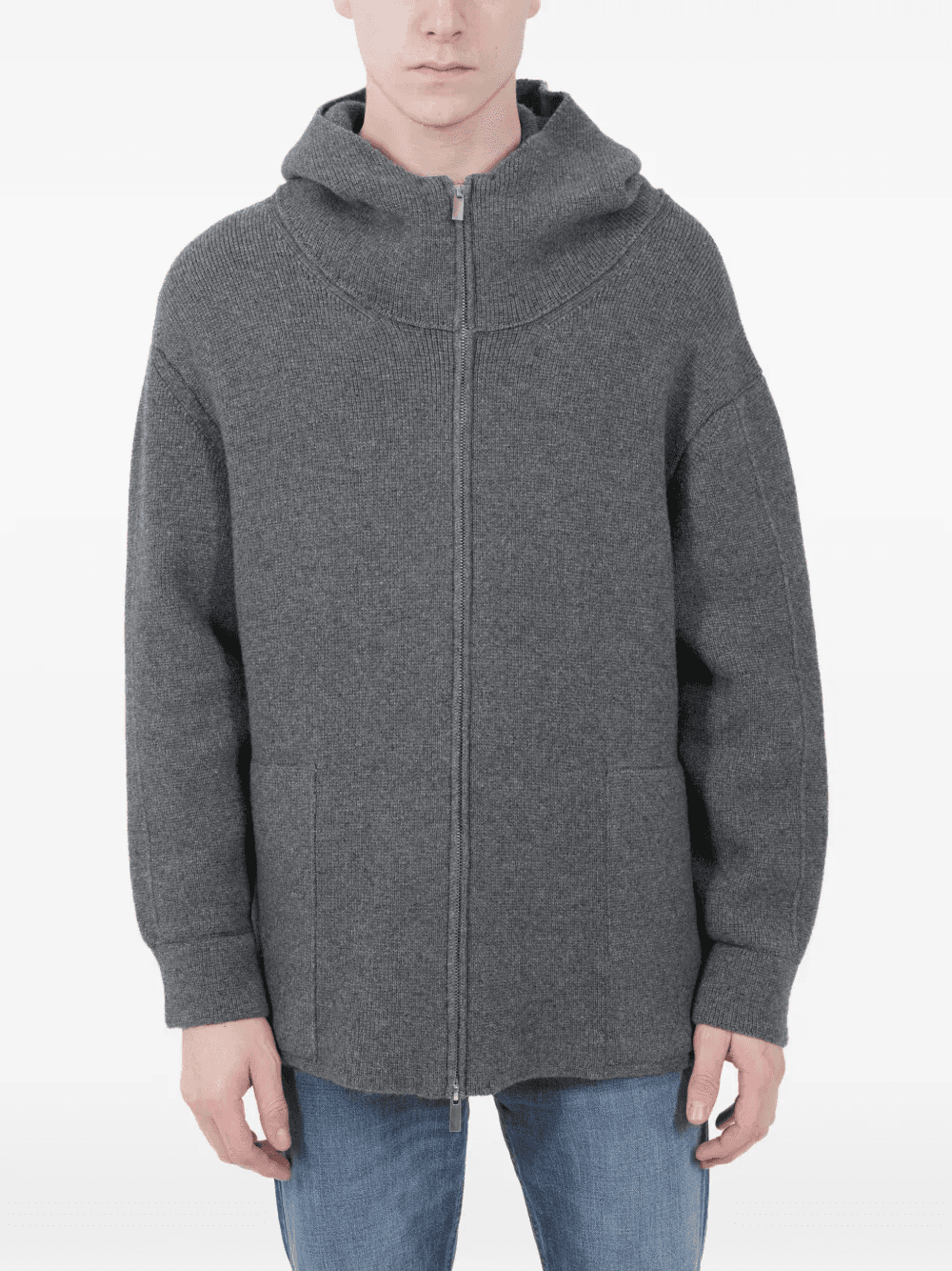 hooded zip-up cardigan - Image 1