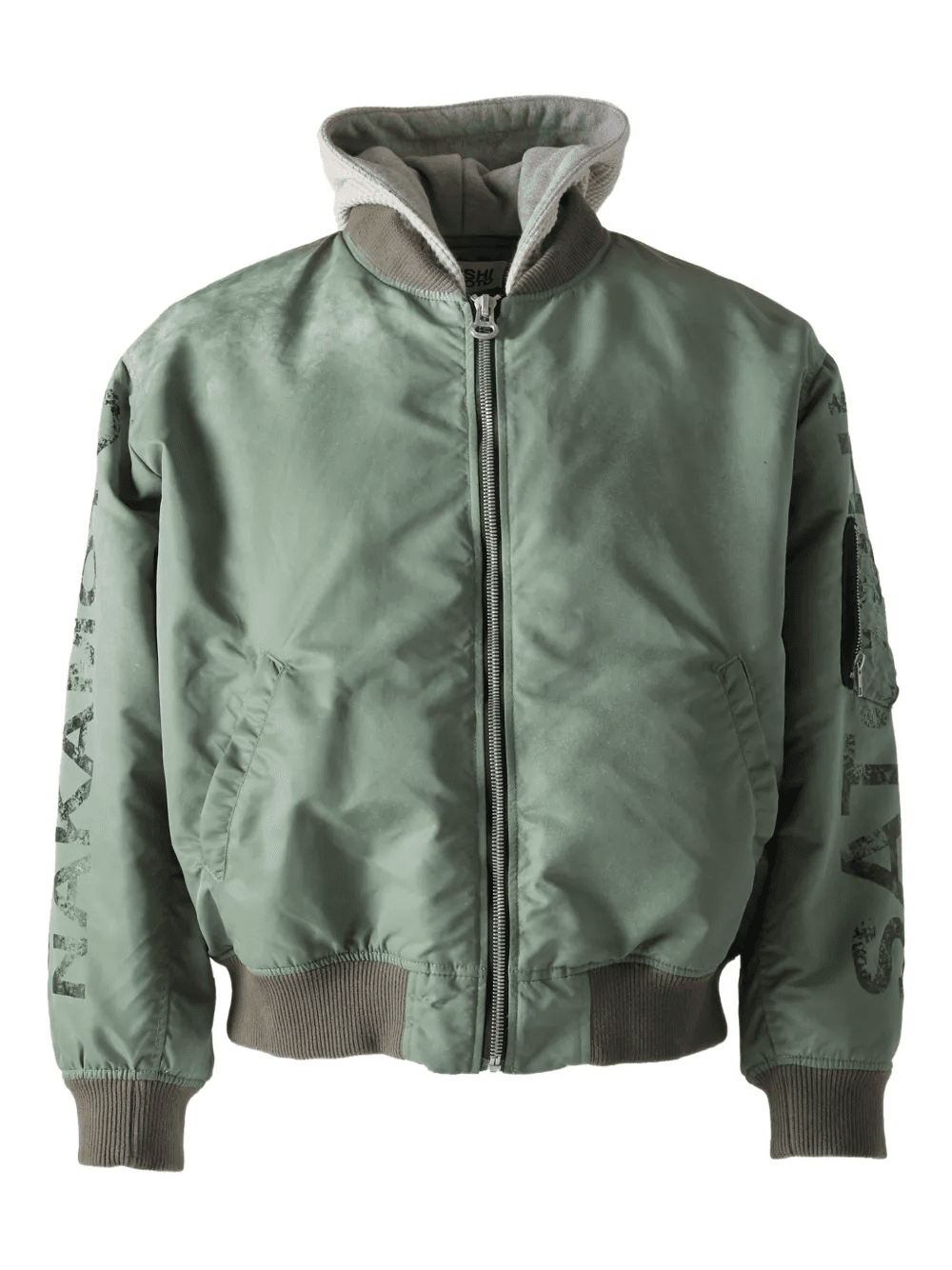 hooded graphic bomber jacket - Image 1