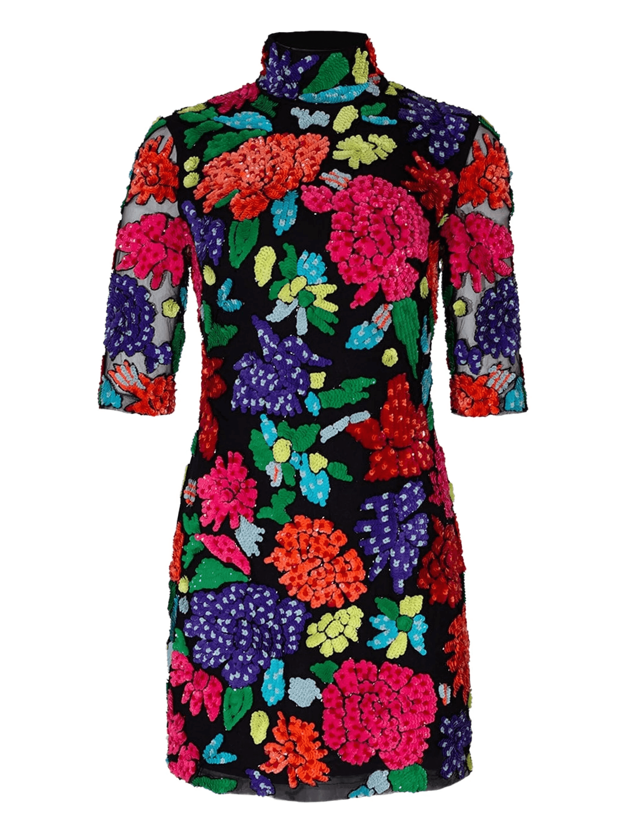 beaded mock-neck dress - Image 1