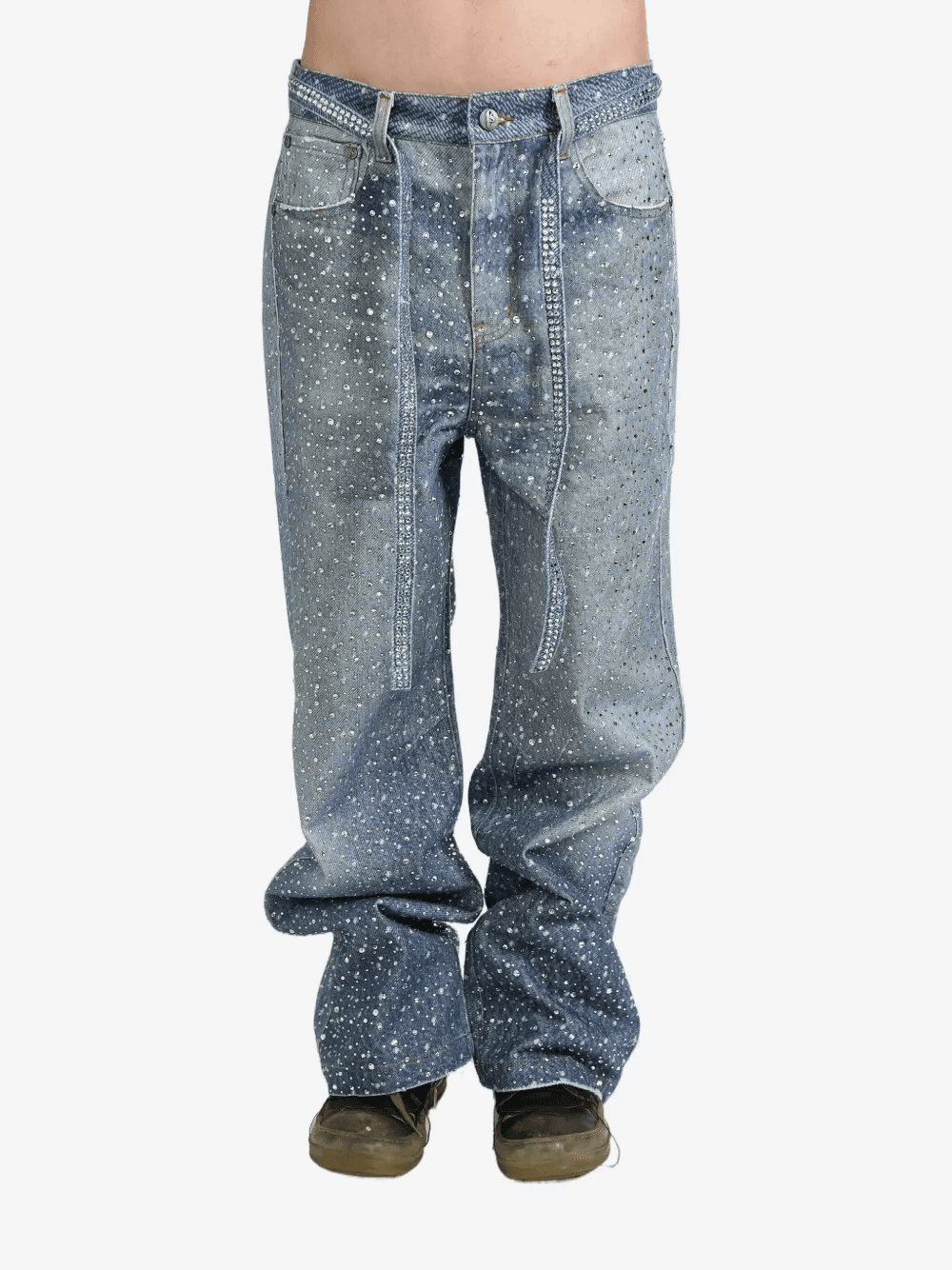 rhinestone-embellished wide-leg jeans - Image 1