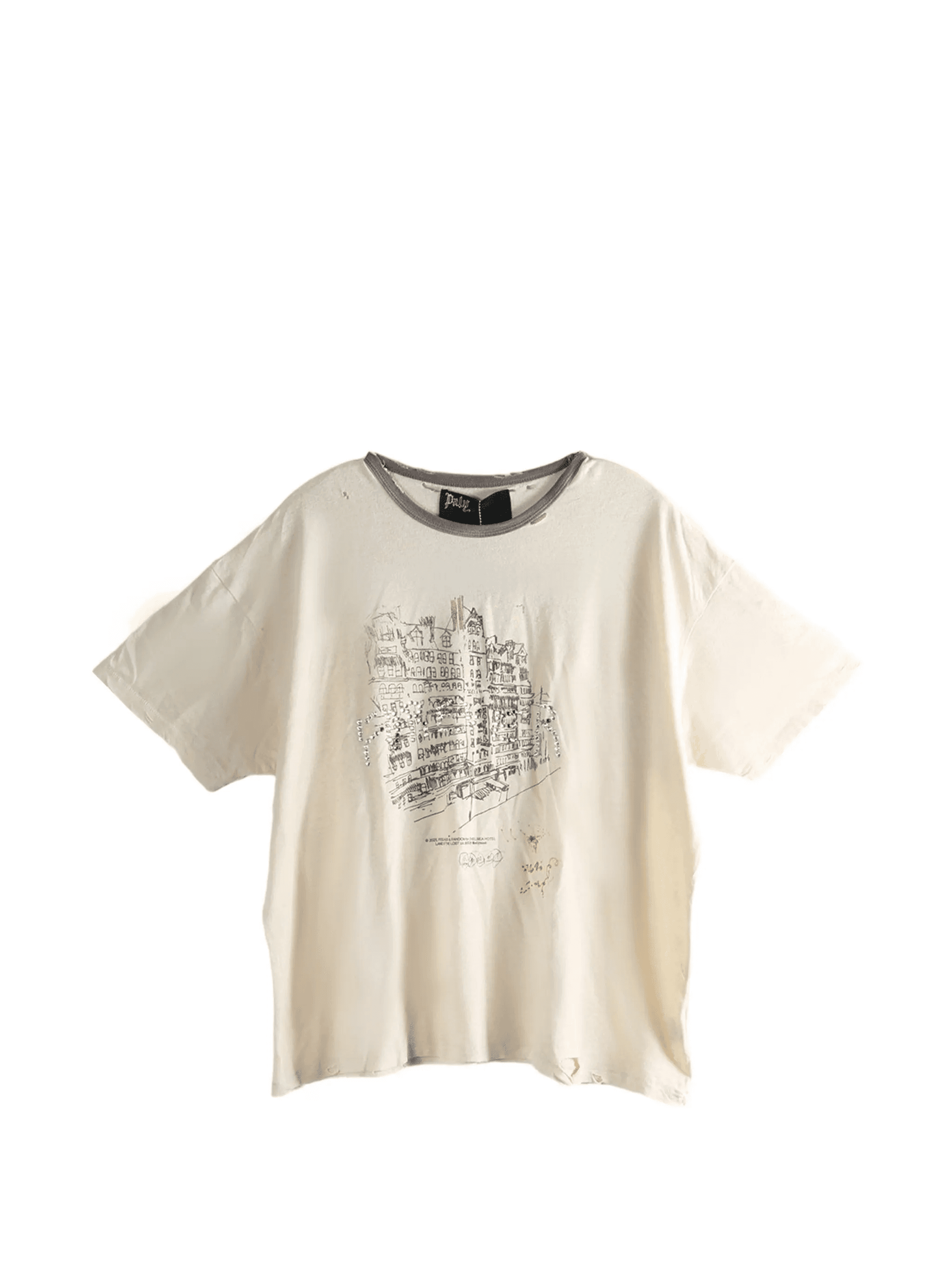 print raw-cut T-shirt - Image 1