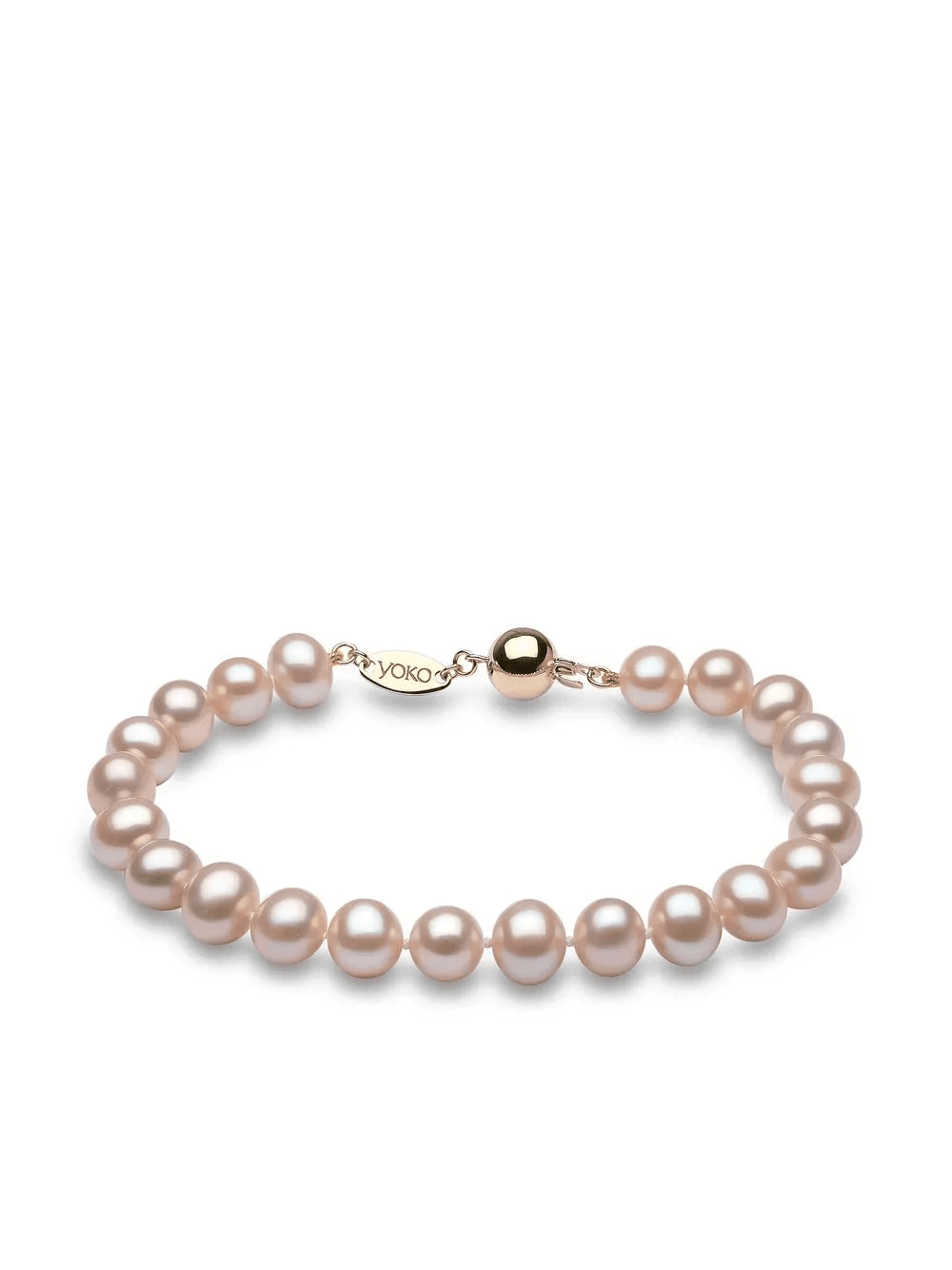 18kt yellow gold Classic 7mm pink freshwater pearl bracelet - Image 1