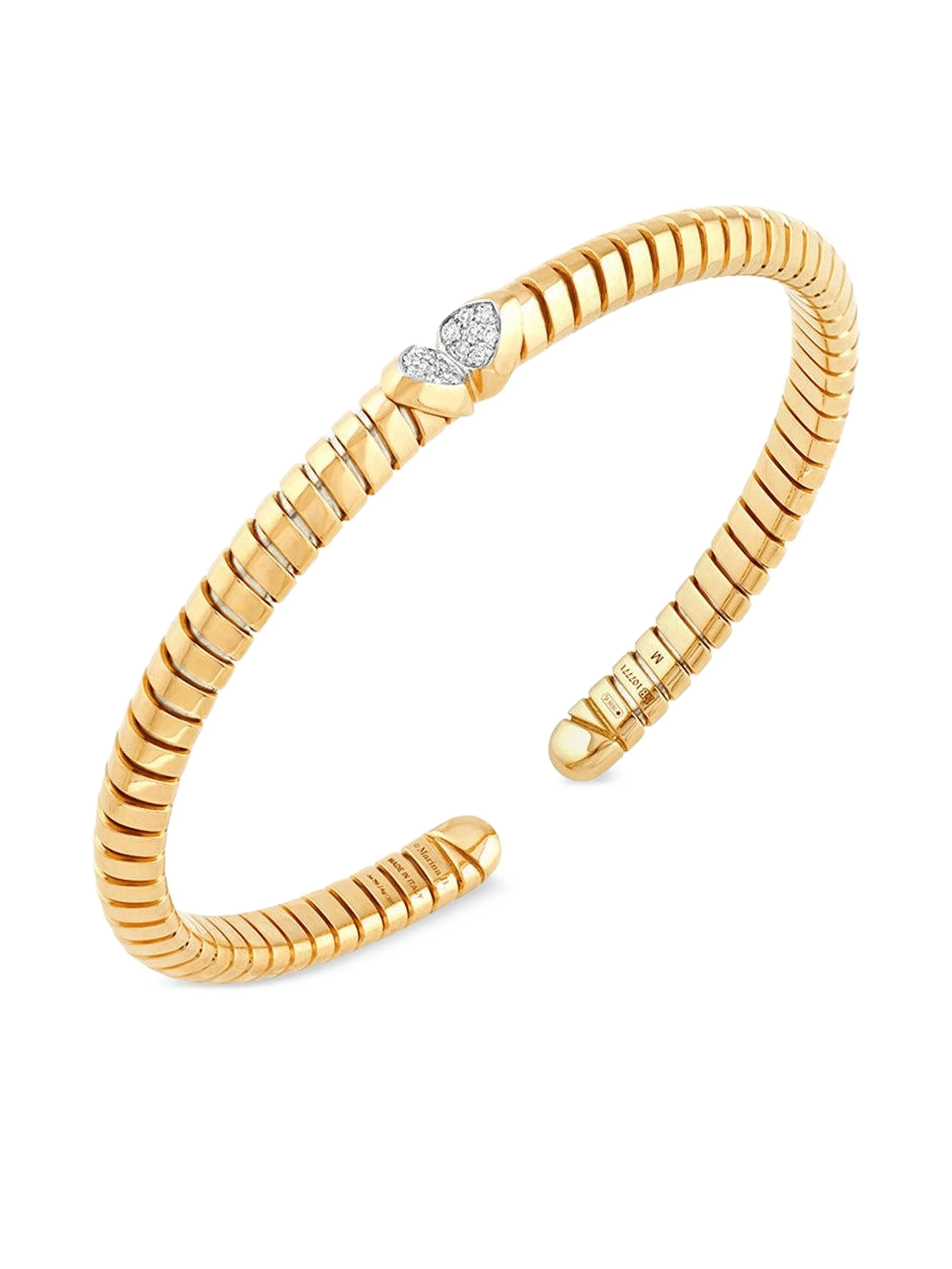 18K yellow gold Trisolina diamond bangle bracelet - Image 1