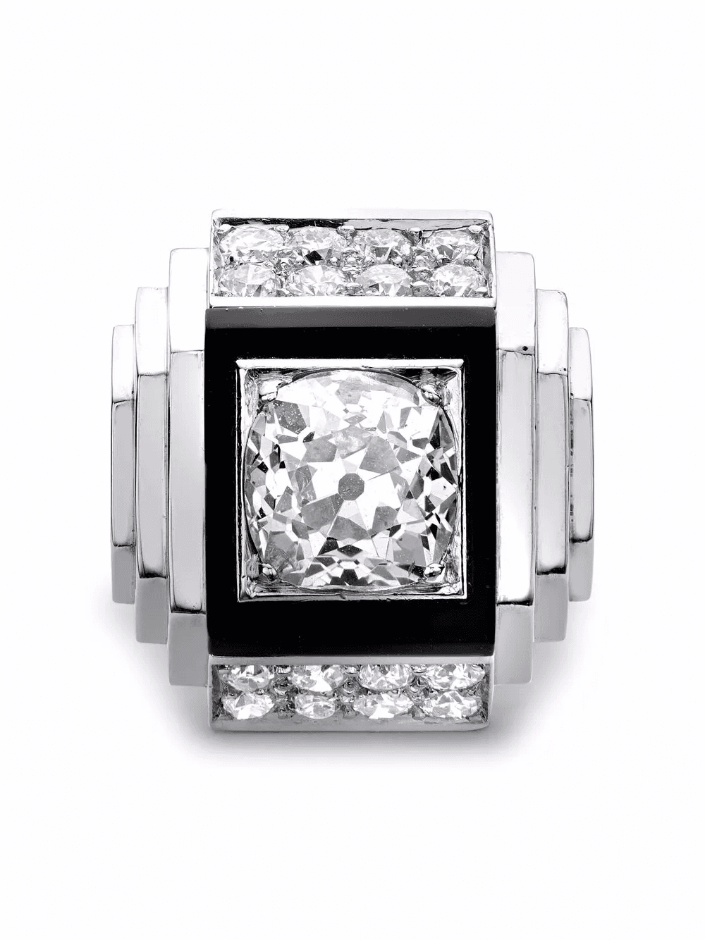 pre-owned platinum Art Deco cocktail diamond ring - Image 1
