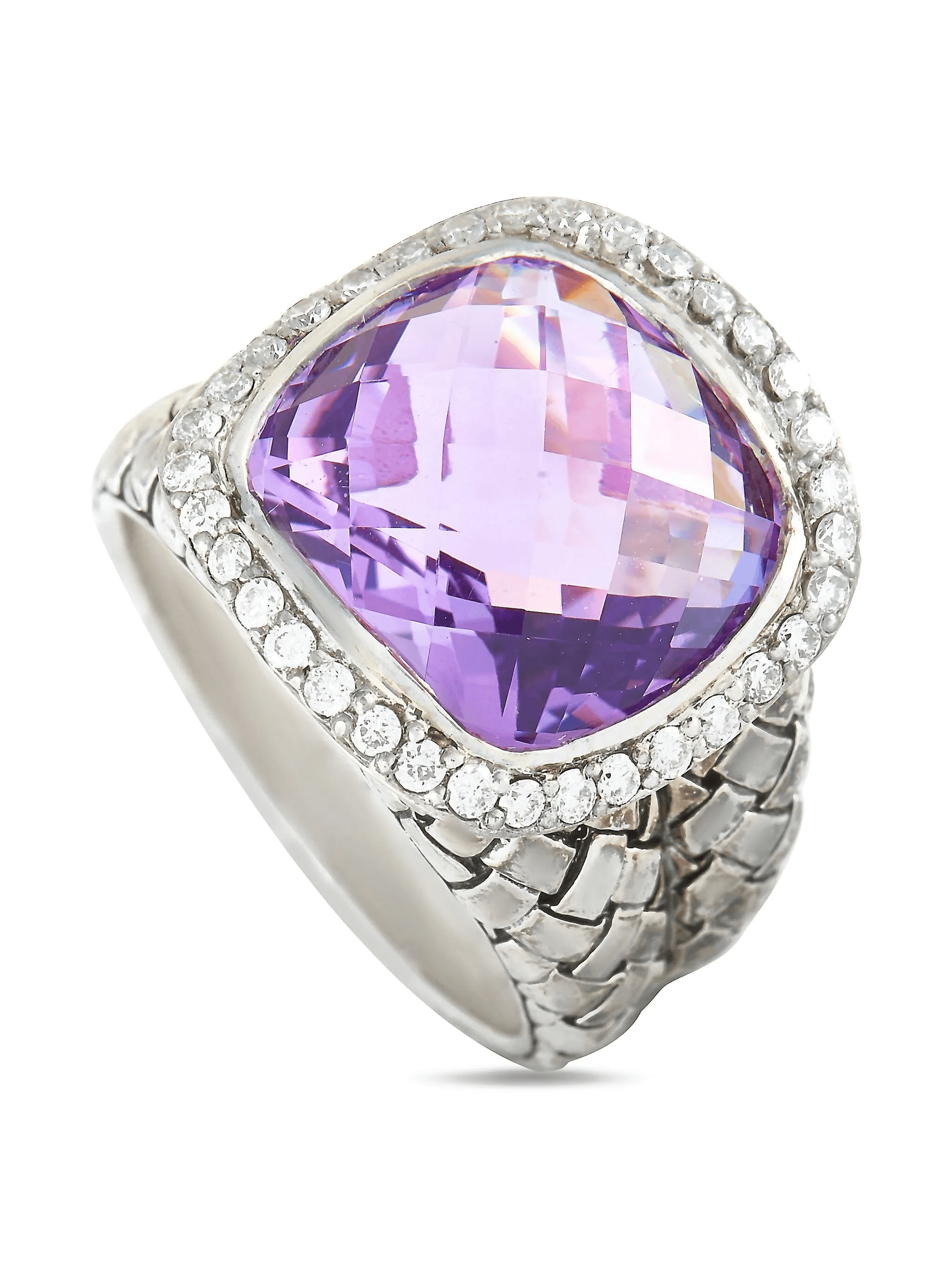 diamond and amethyst dome ring - Image 1