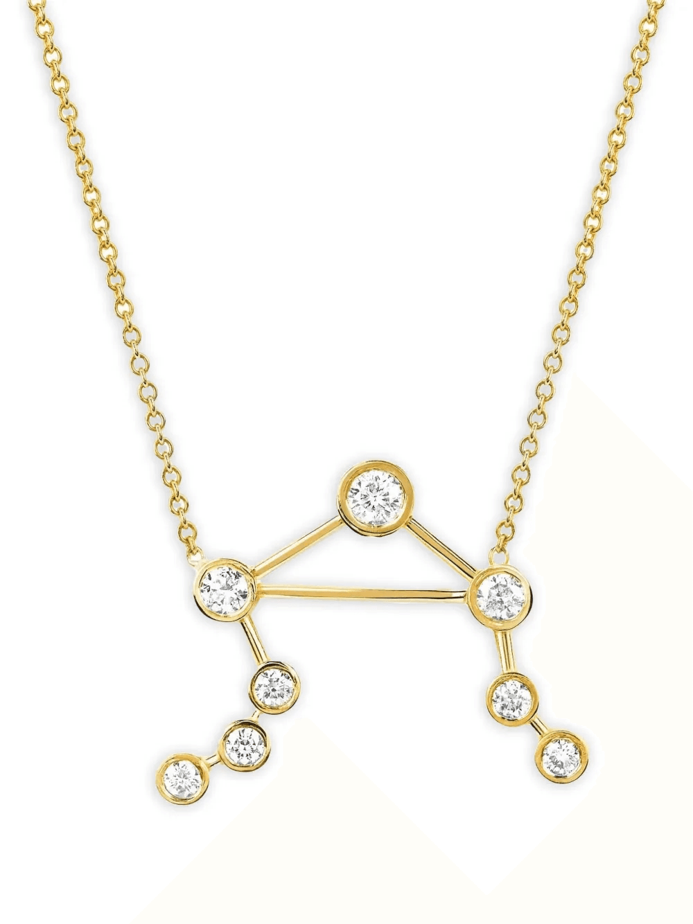 14K yellow gold Libra Constellation diamond necklace - Image 1