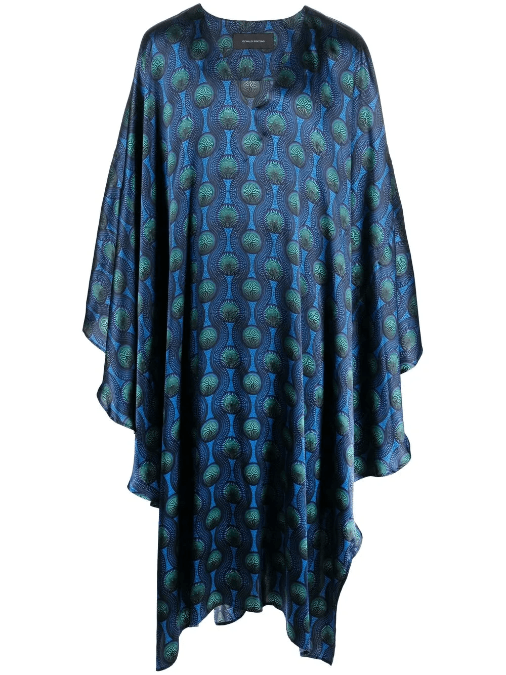 geometric-print silk cape shirt - Image 1