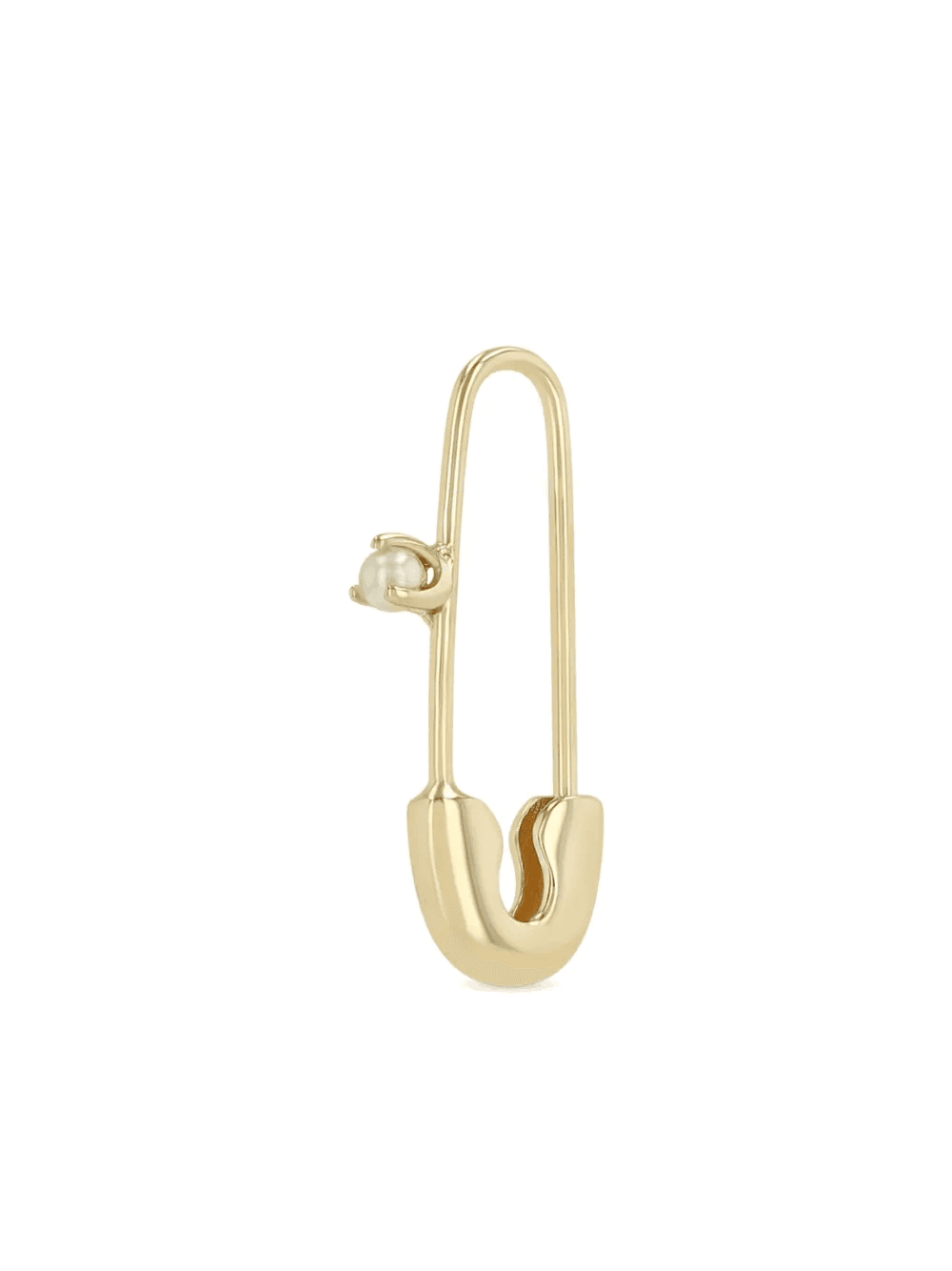 14K yellow gold Safety Pin pearl earring - Image 1