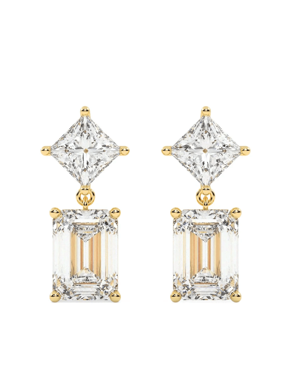 14kt princess-cut earrings - Image 1