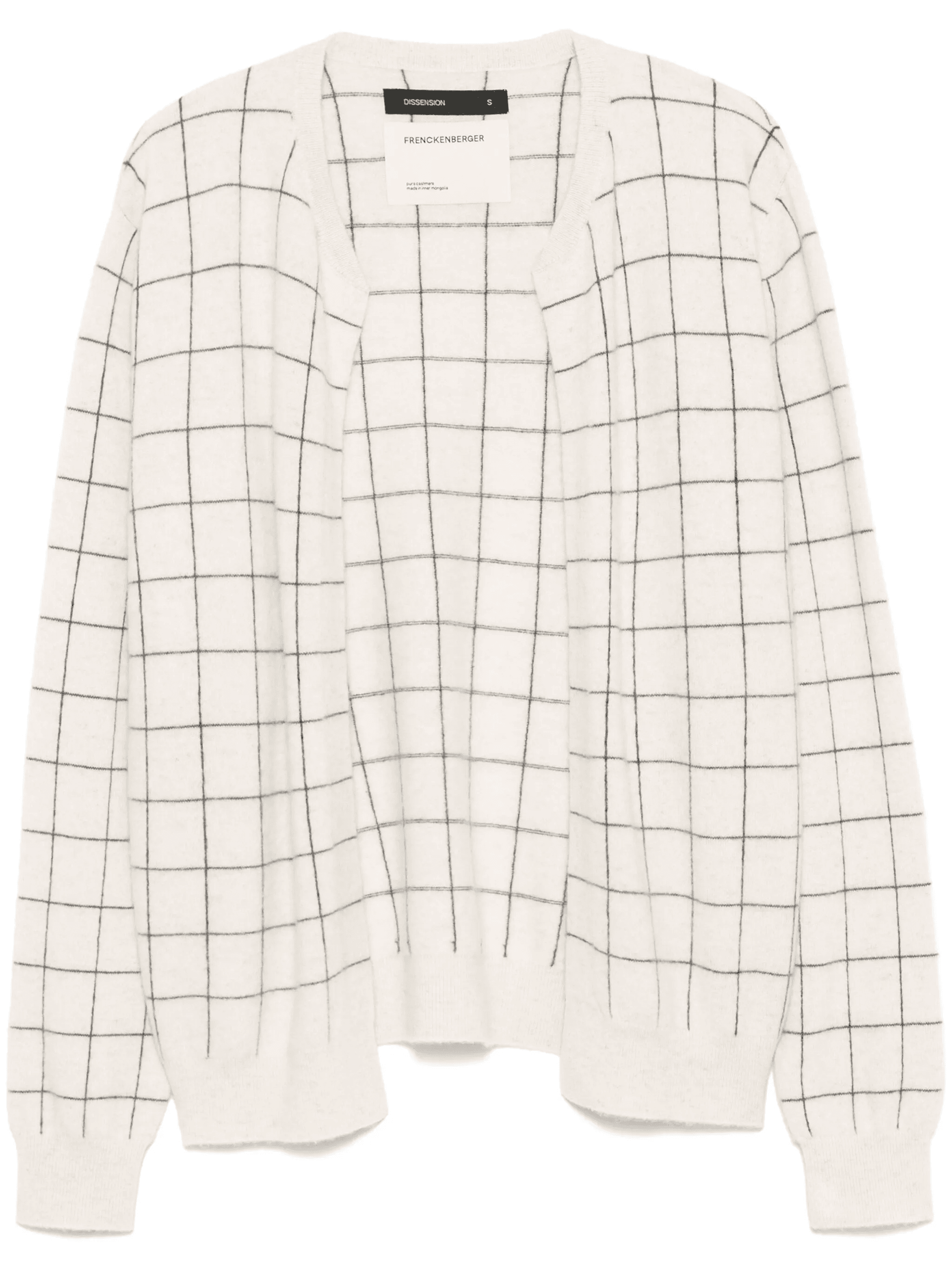 windowpane-pattern cardigan - Image 1