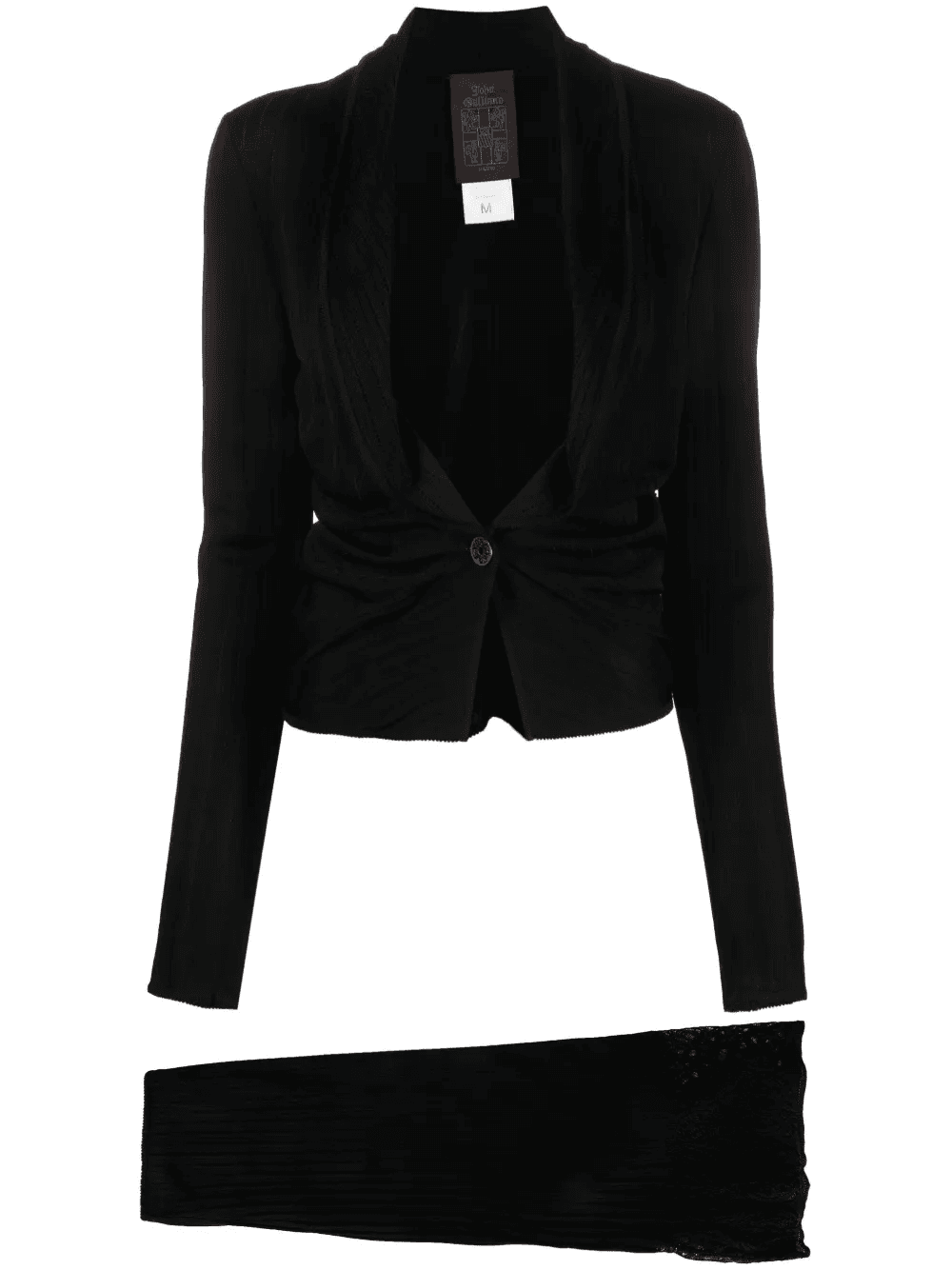 1990s gathered detailing lace panelling skirt suit - Image 1