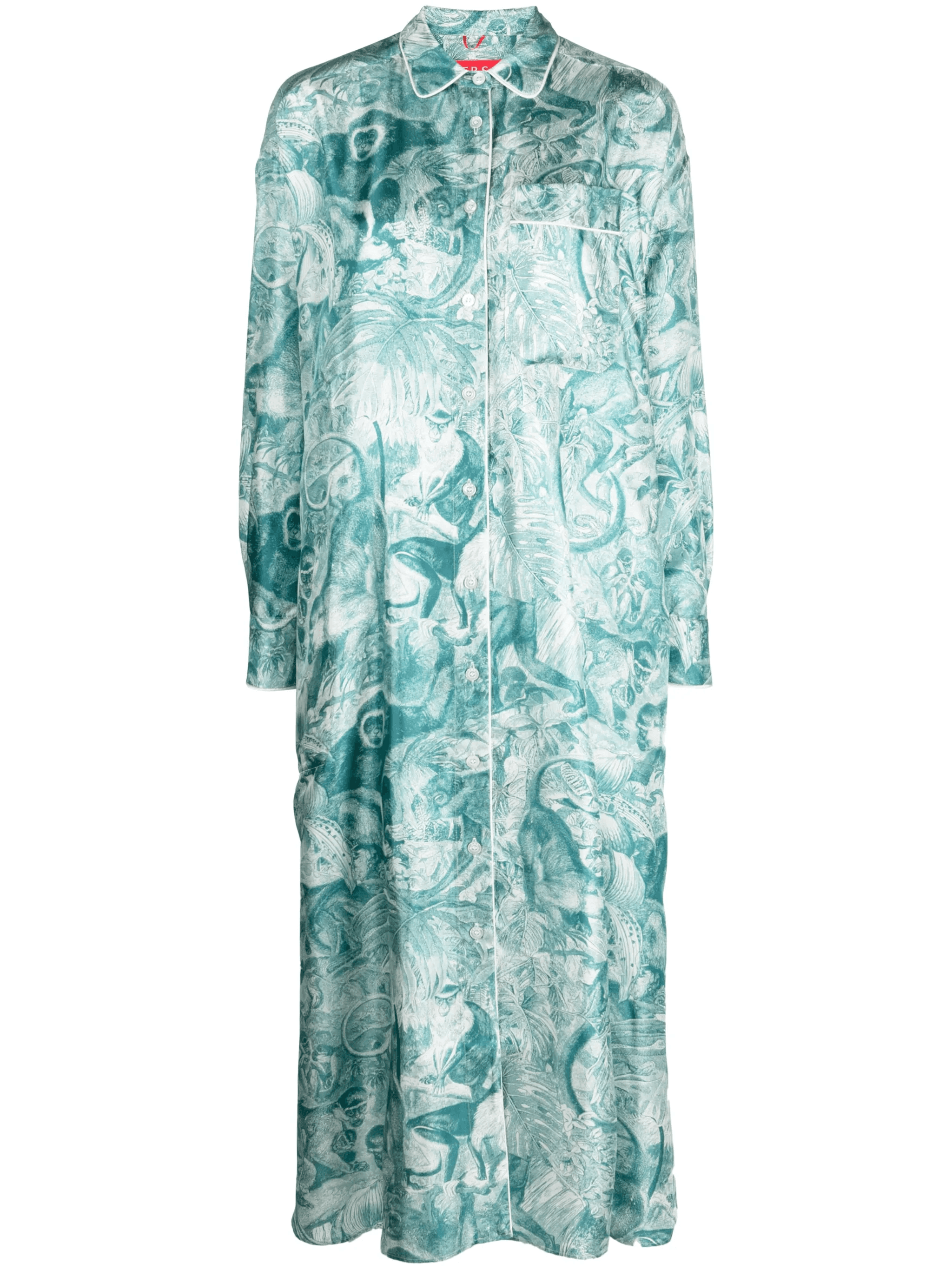 forest-print shirt dress - Image 1