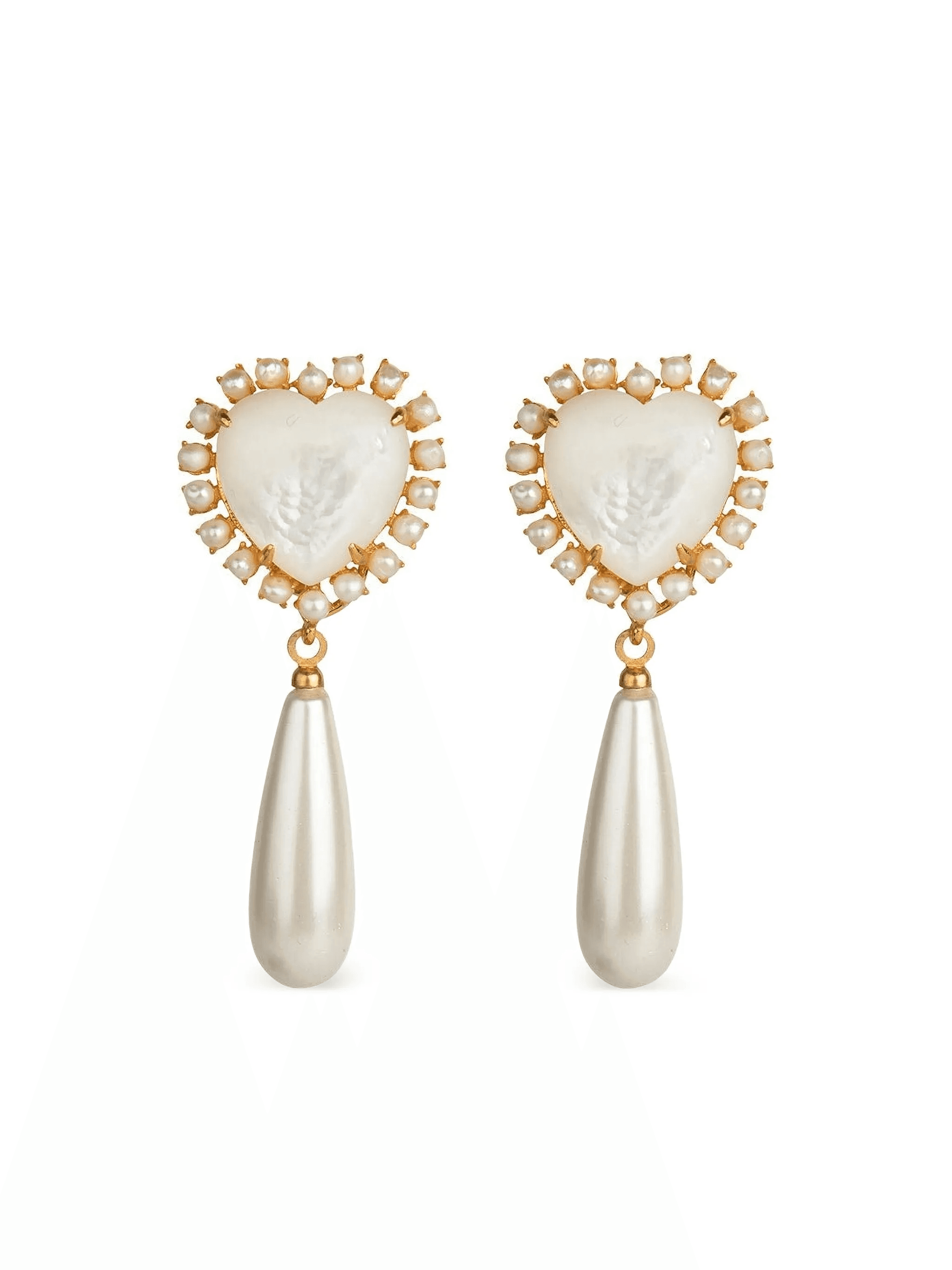 heart-motif pearl drop earrings - Image 1