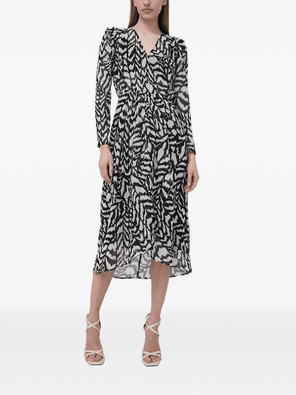 long-sleeve printed midi dress - Image 1