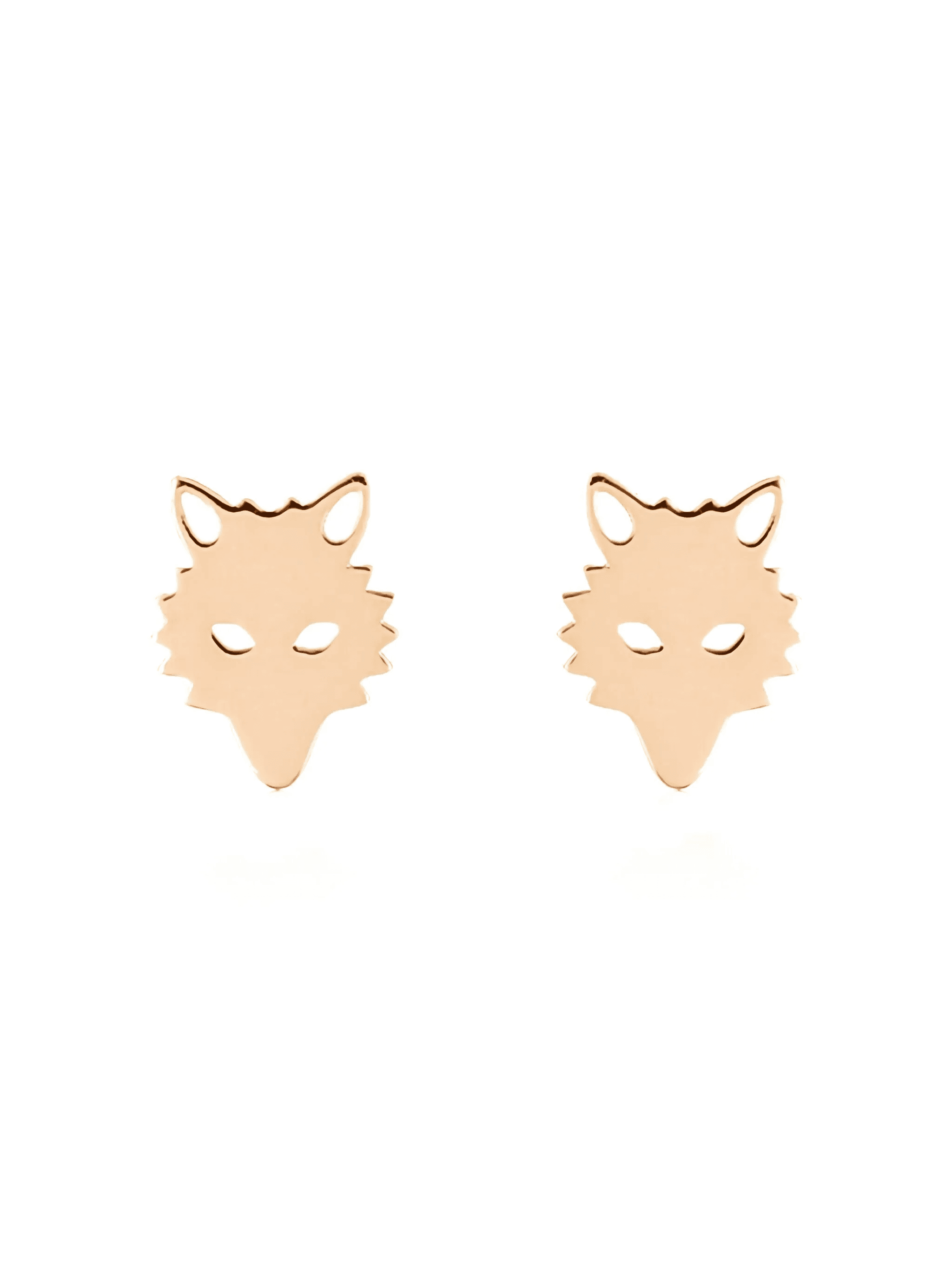 18K rose gold wolf studs - Image 1