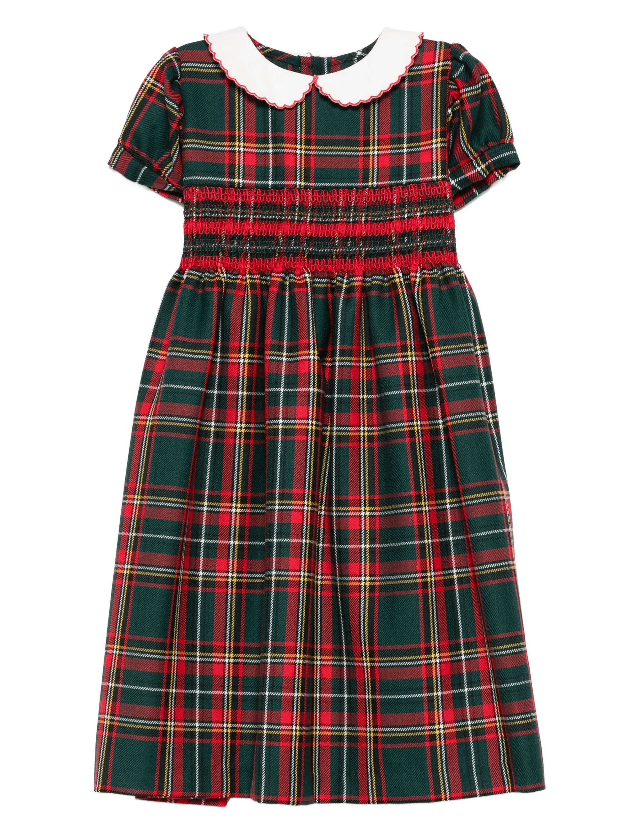 tartan-pattern smocked dress - Image 1