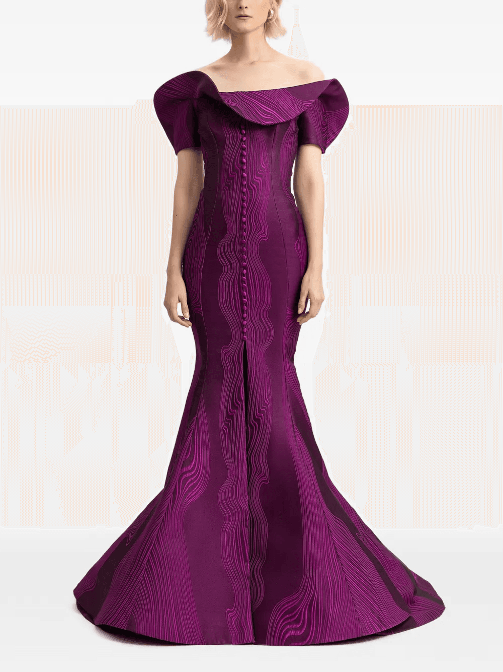 draped off-shoulder gown - Image 1