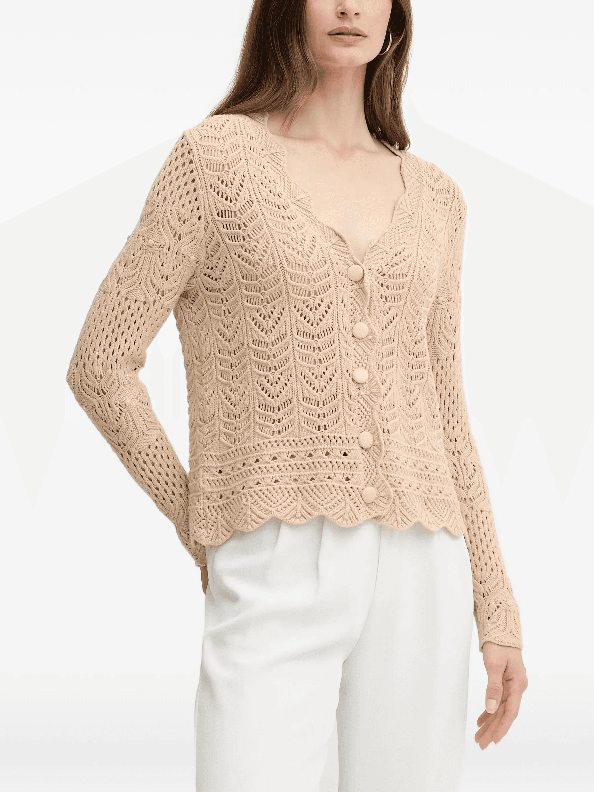 scallop-trim buttoned cardigan - Image 1
