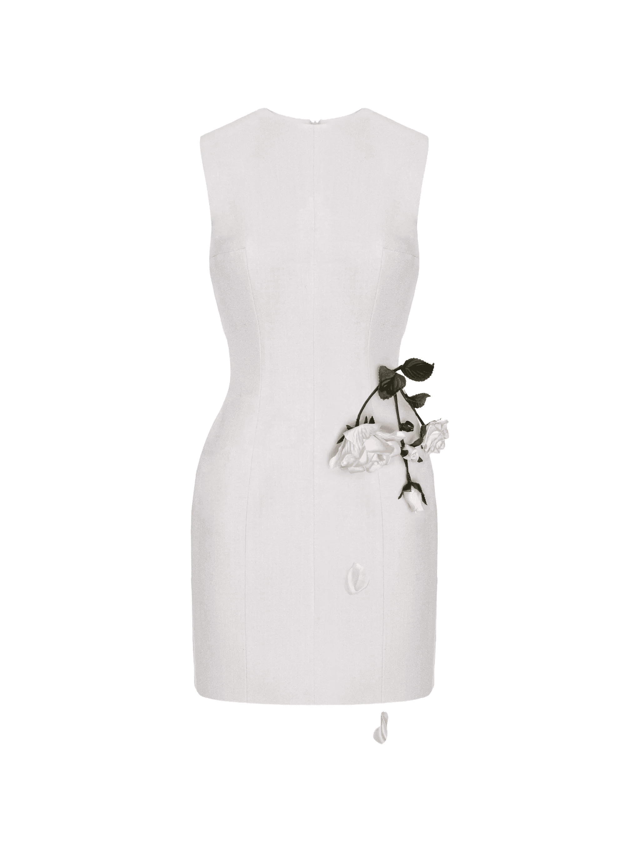 rose-appliqué sleeveless mini dress - Image 1