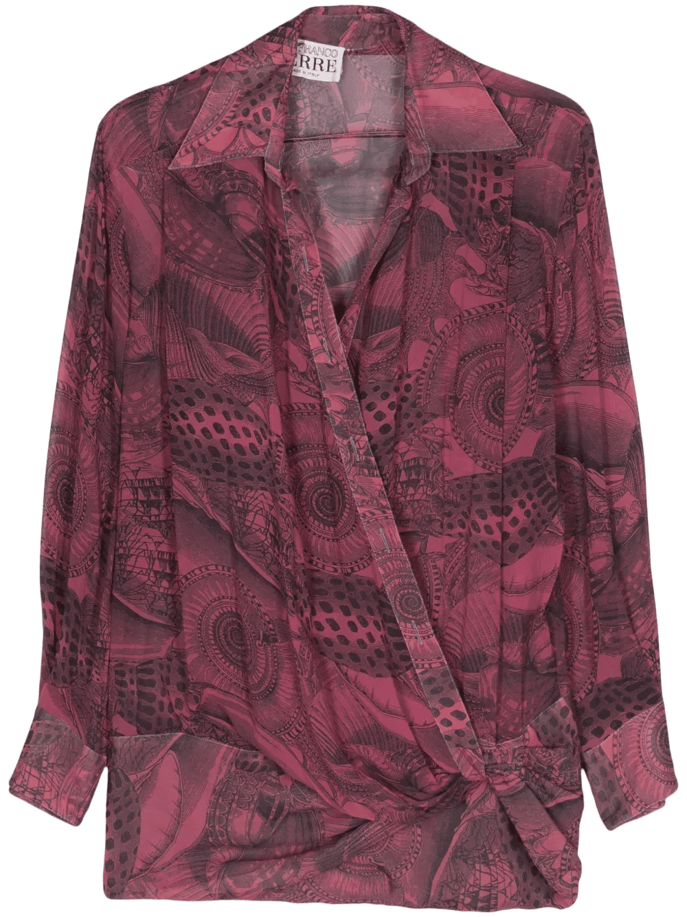 2000s graphic-print silk shirt - Image 1