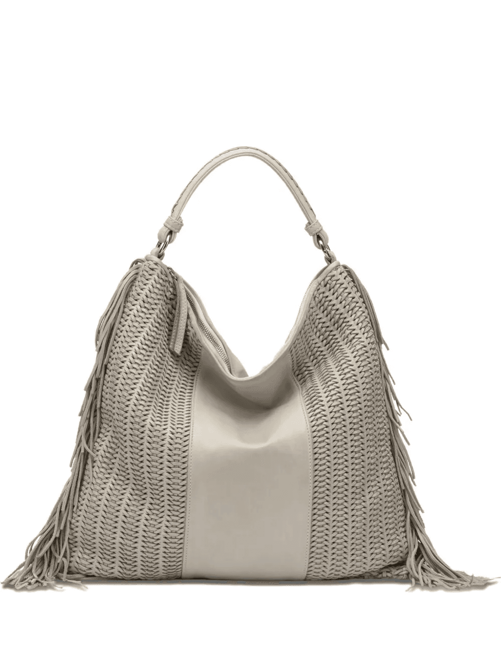 large Vasia fringed woven shoulder bag - Image 1