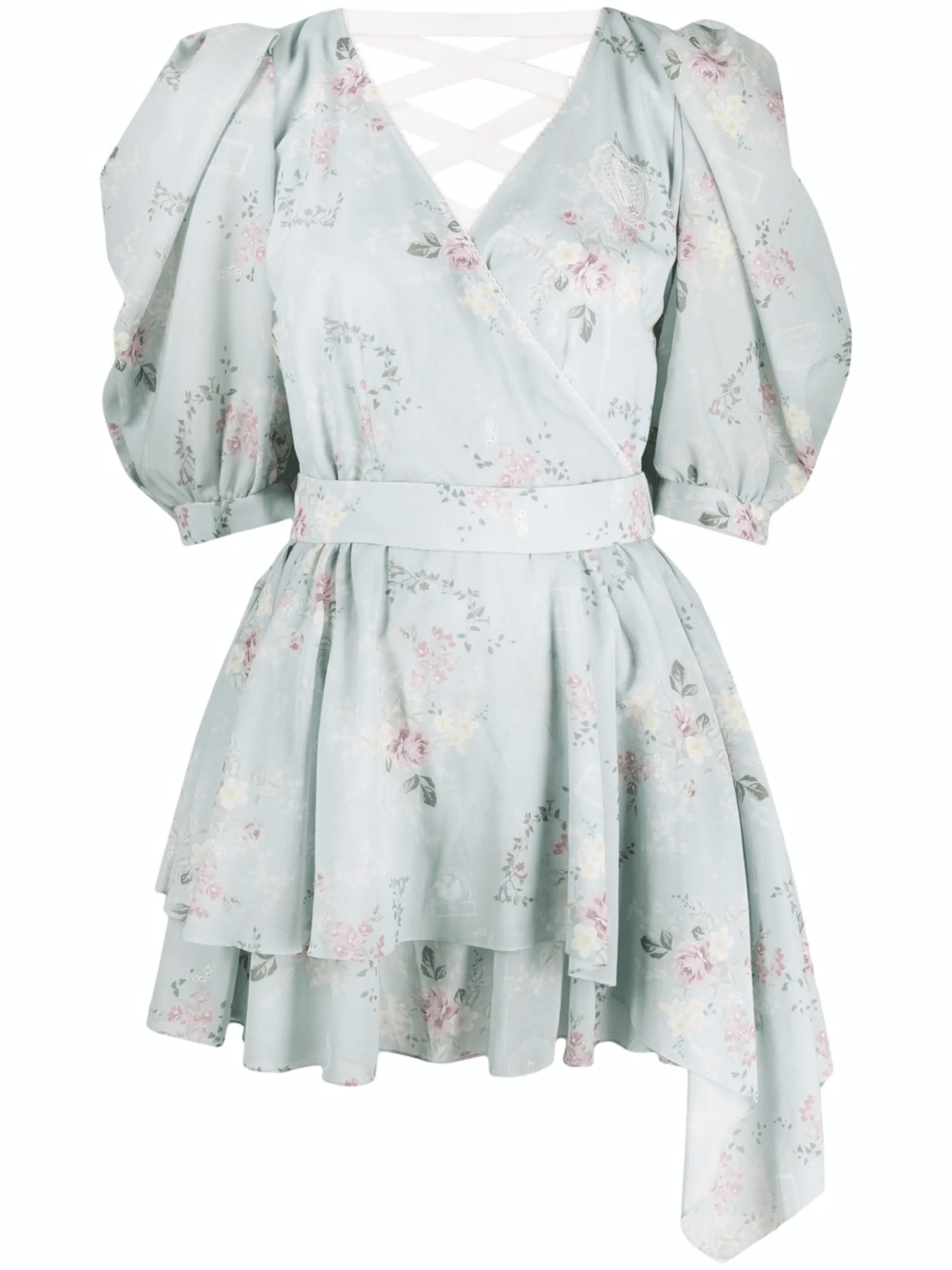 tie-fastening floral print dress - Image 1