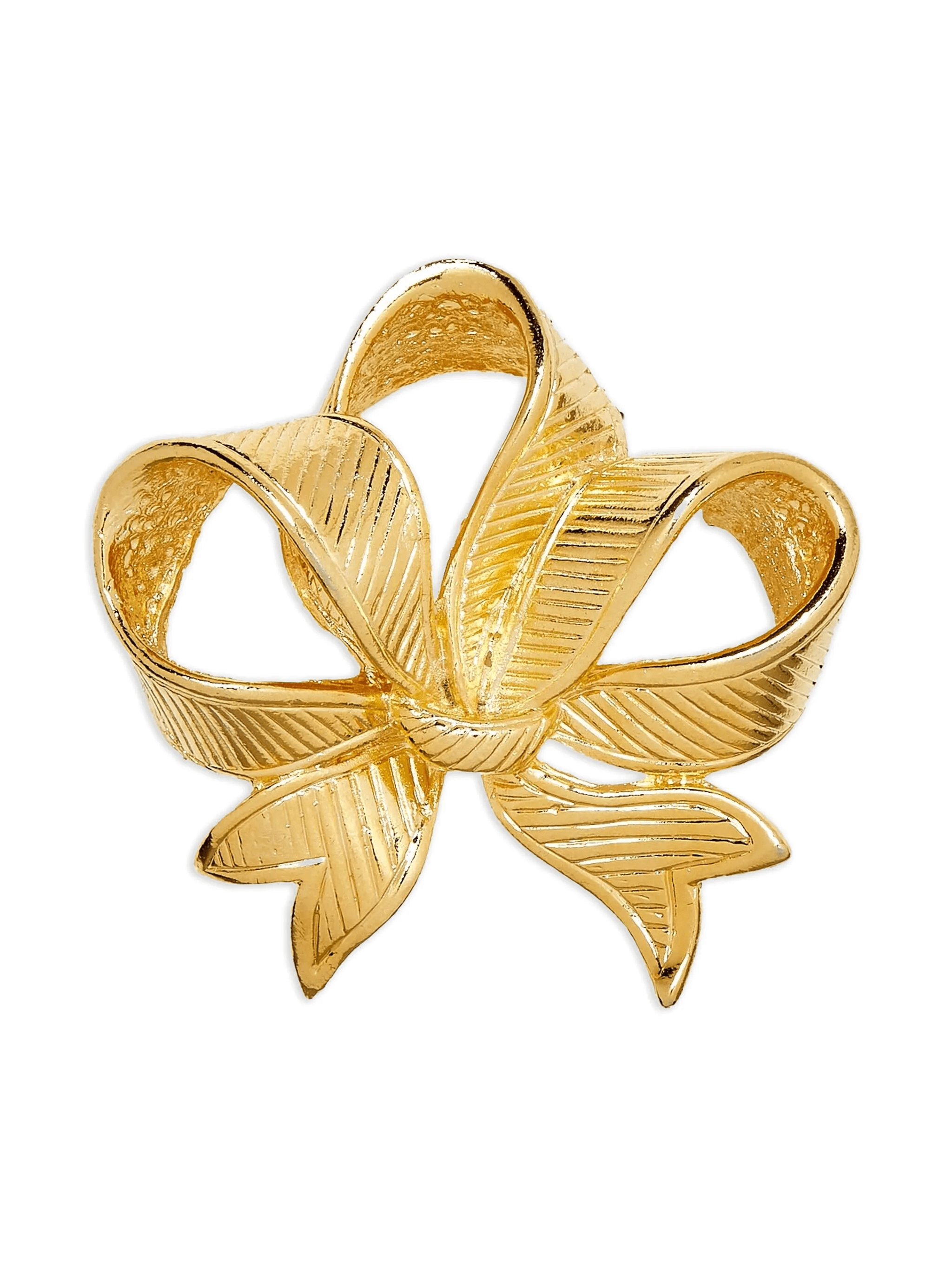 1980s textured bow brooch - Image 1