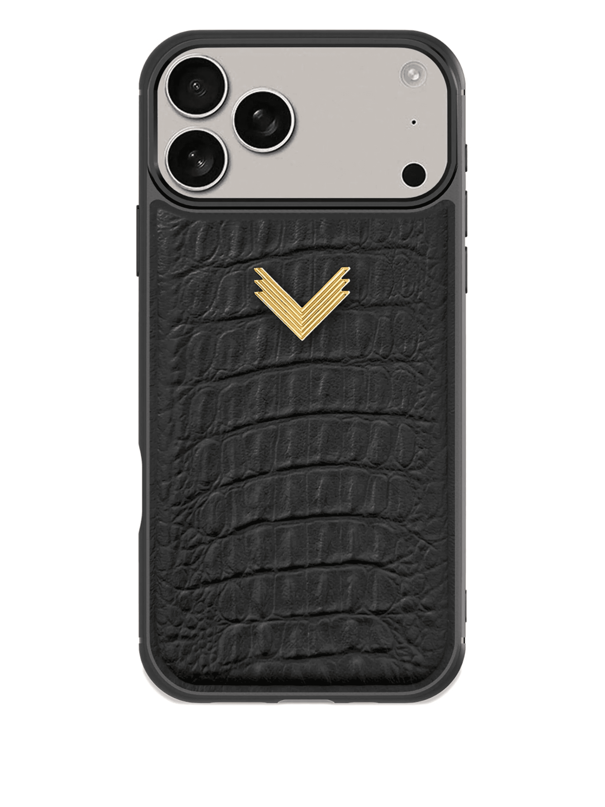 logo-plaque iPhone 17 Pro Max leather phone case - Image 1