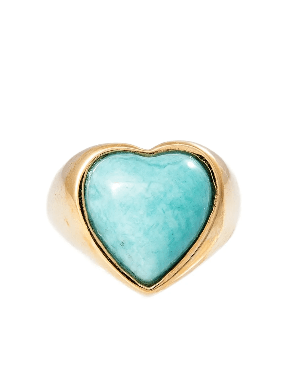 14K yellow gold heart-shaped amazonite ring - Image 1