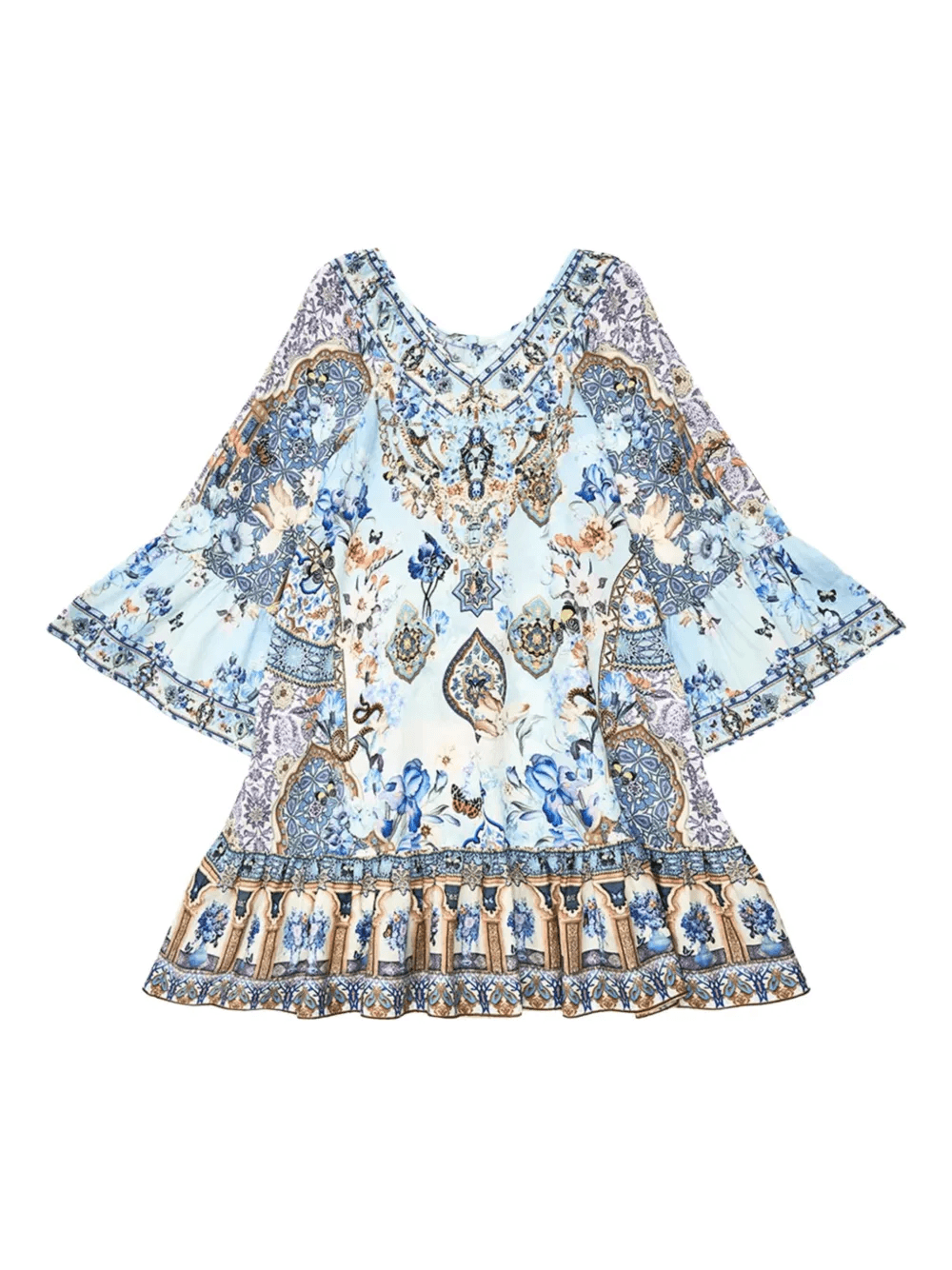 floral-printed bell-sleeved dress - Image 1