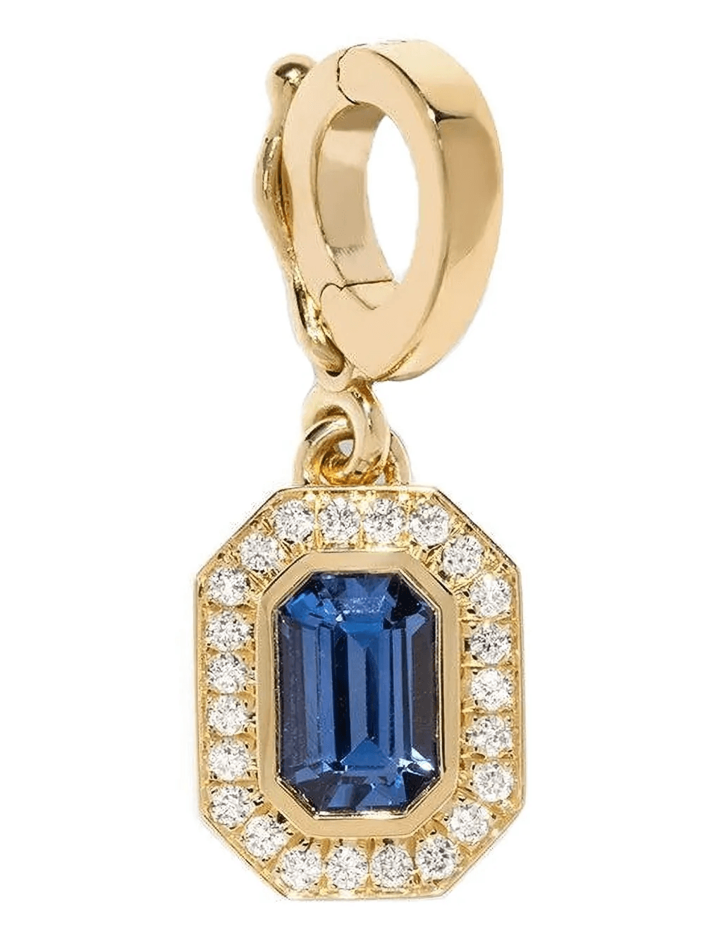 18K yellow gold diamond and sapphire pendant - Image 1