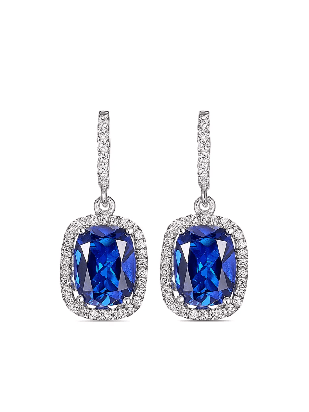 18kt white gold Comet sapphire and diamond earrings - Image 1