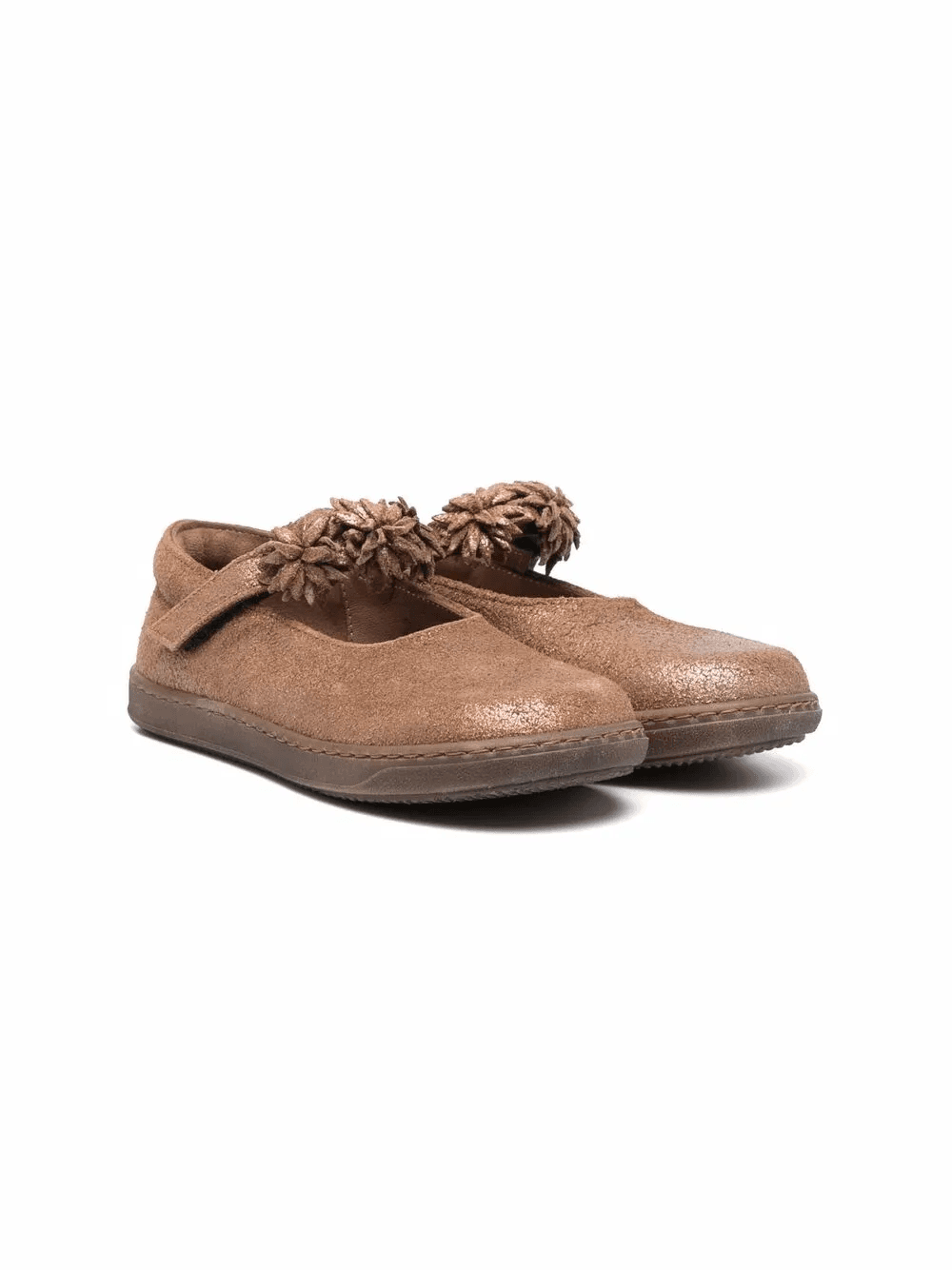 ruffled-strap suede ballerina shoes - Image 1