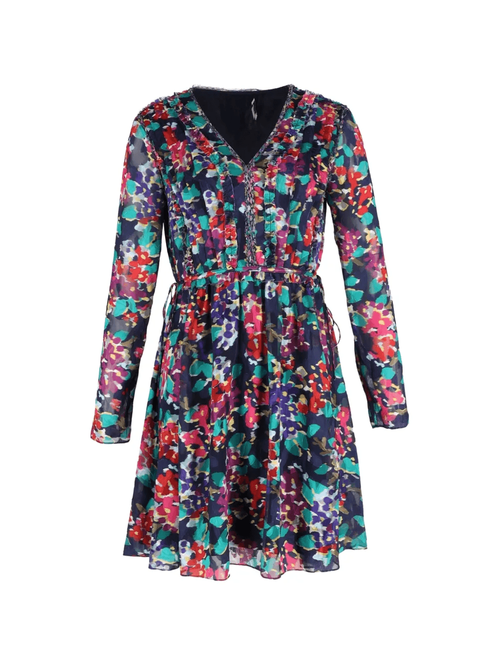 multicolour v-neck dress - Image 1