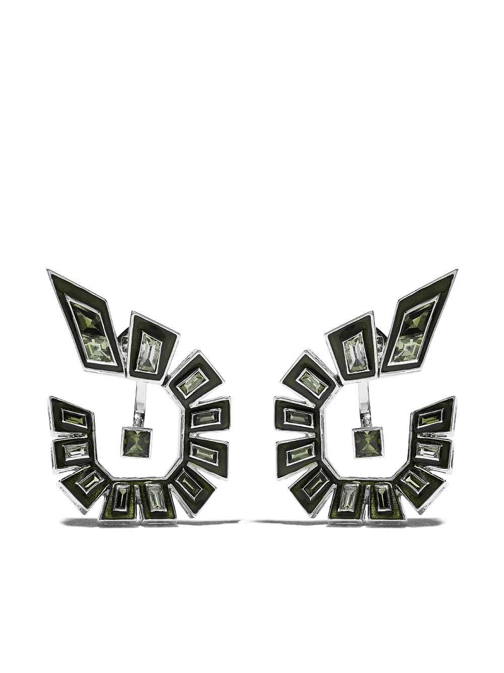 18kt white gold Dynamite enamel and diamond hoop earrings - Image 1